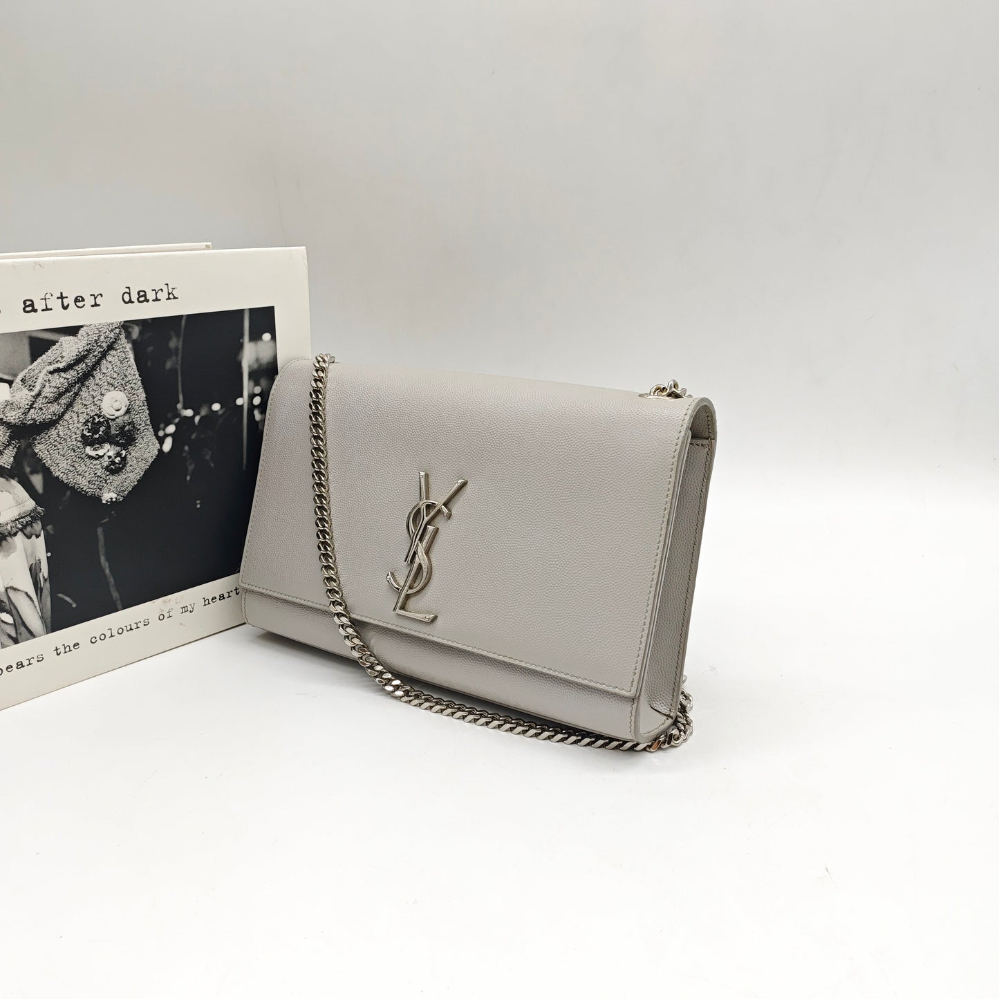 Saint Laurent - Kate - Grained calfskin leather - Grey - (small)
