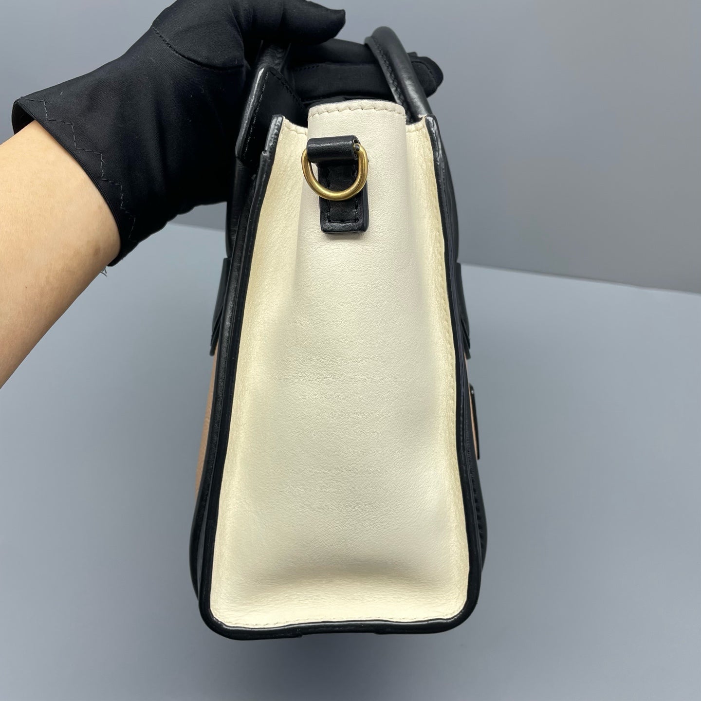 Celine - Luggage Nano - Grained calfskin and smooth leather - Black, Peach, and Cream - (mini)