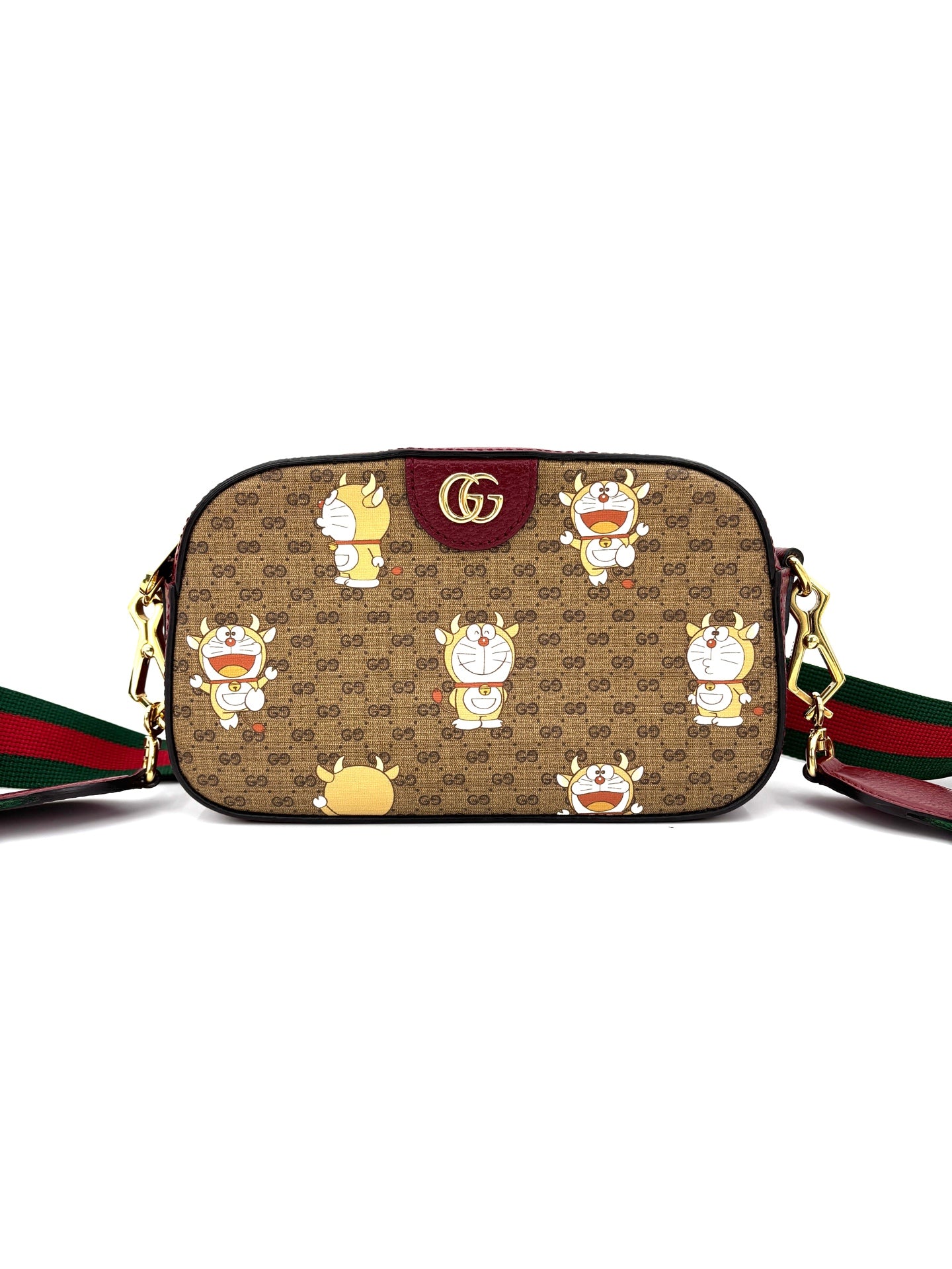 Gucci - Doraemon x GG Supreme Camera Bag - Coated canvas with leather trim - Brown - (Small)