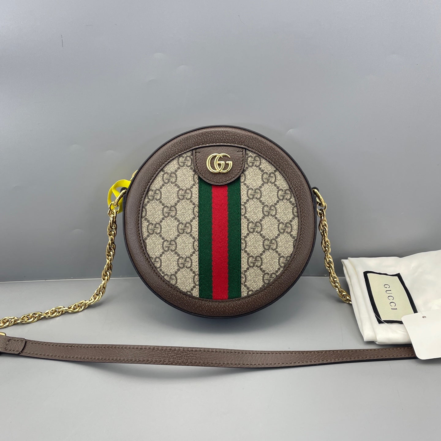 Gucci - Ophidia Round Mini Bag - GG Supreme canvas with leather trim - Brown - (mini)