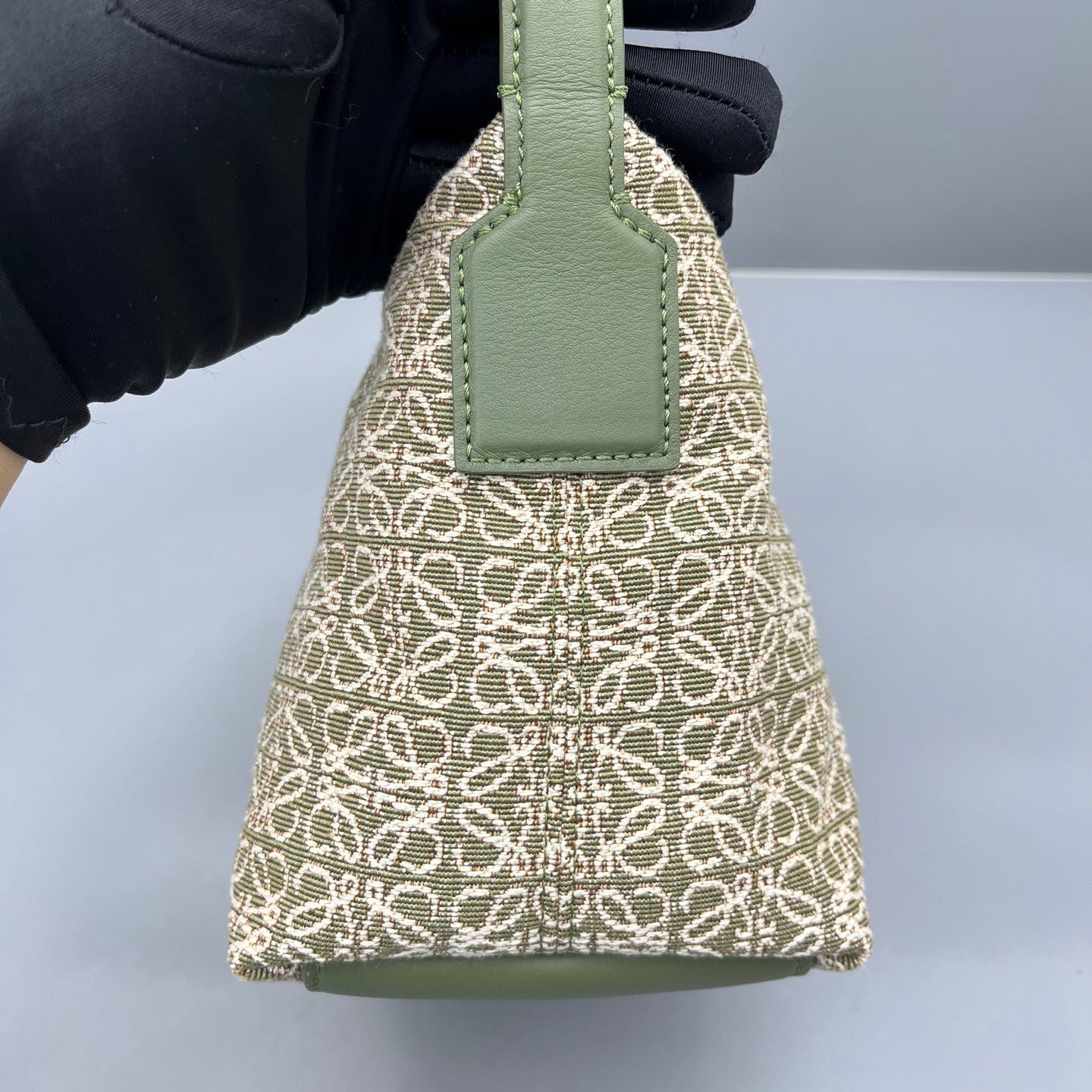 Loewe - Anagram Lunchbox Bag - Anagram jacquard canvas with leather trim - Green - (mini)