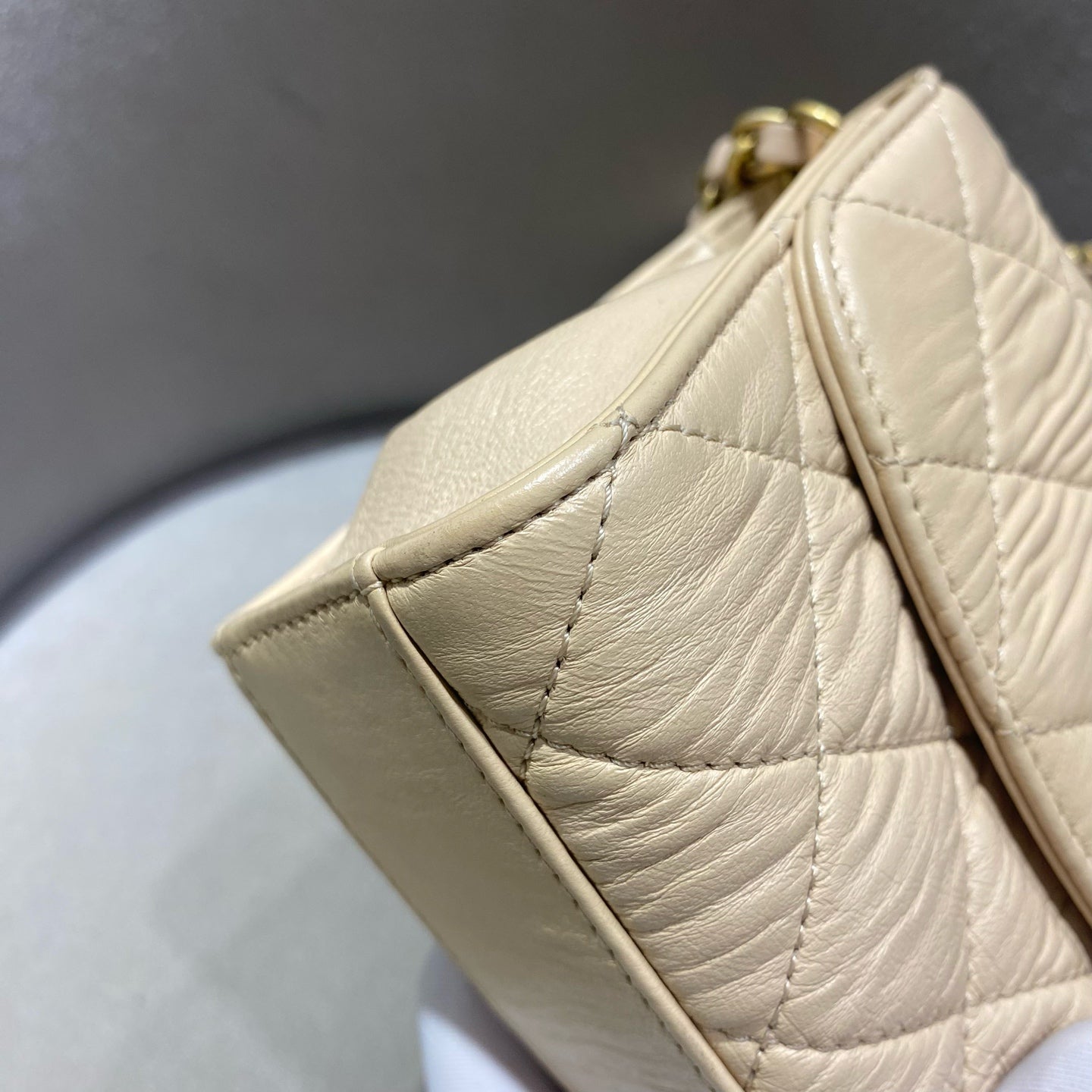Chanel - Top Handle Flap Bag - Lambskin leather - Beige - (mini)