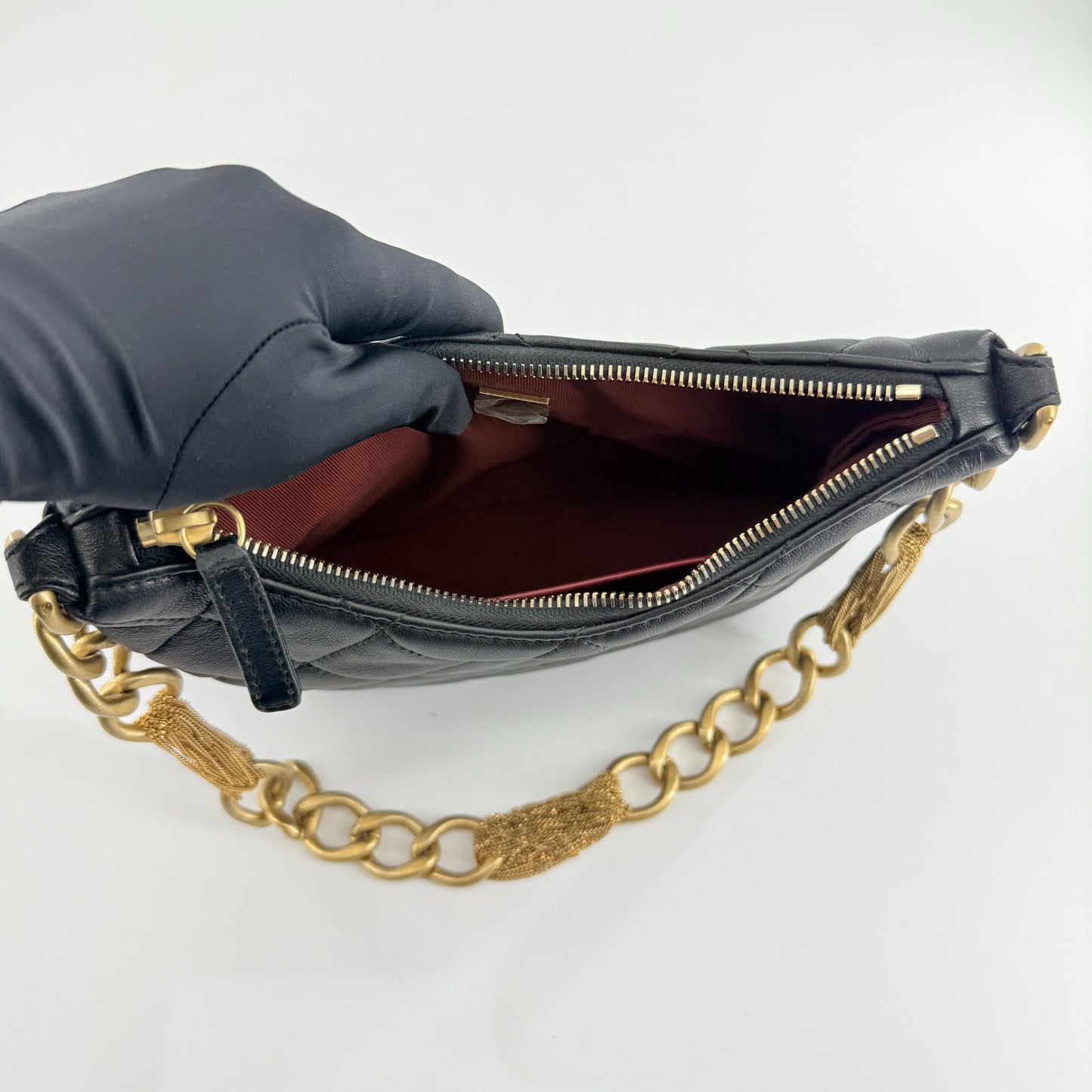 Chanel - 23A Tassel Chain Hobo Bag - Lambskin leather - Black - (mini)