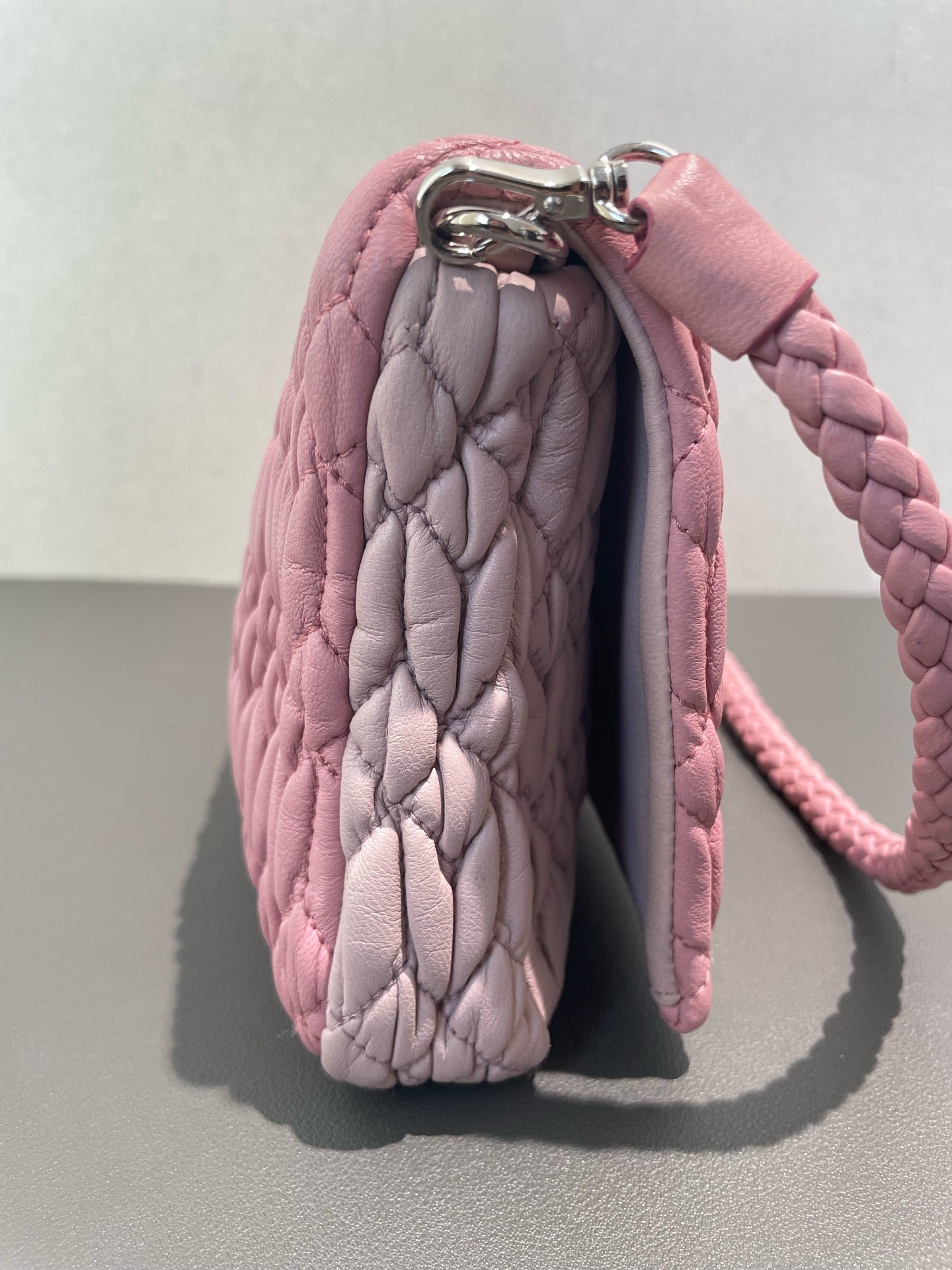Miu Miu - Matelassé Crystal Chain Bag - Lambskin leather - Pink - (small)