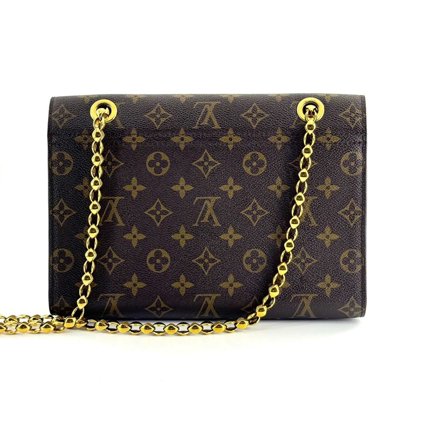 Louis Vuitton - Victoire - Monogram coated canvas with grained leather trim and accents - Brown and Black with Gold-Tone Hardware - (small)