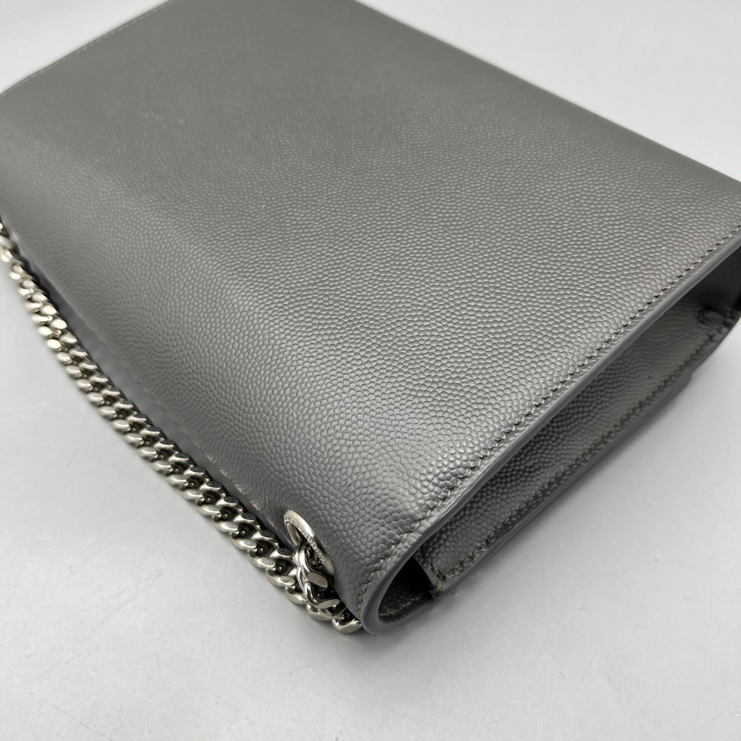 Saint Laurent - Kate Chain Bag - Grain de poudre embossed leather - Grey with Silver-Tone Hardware - (small)