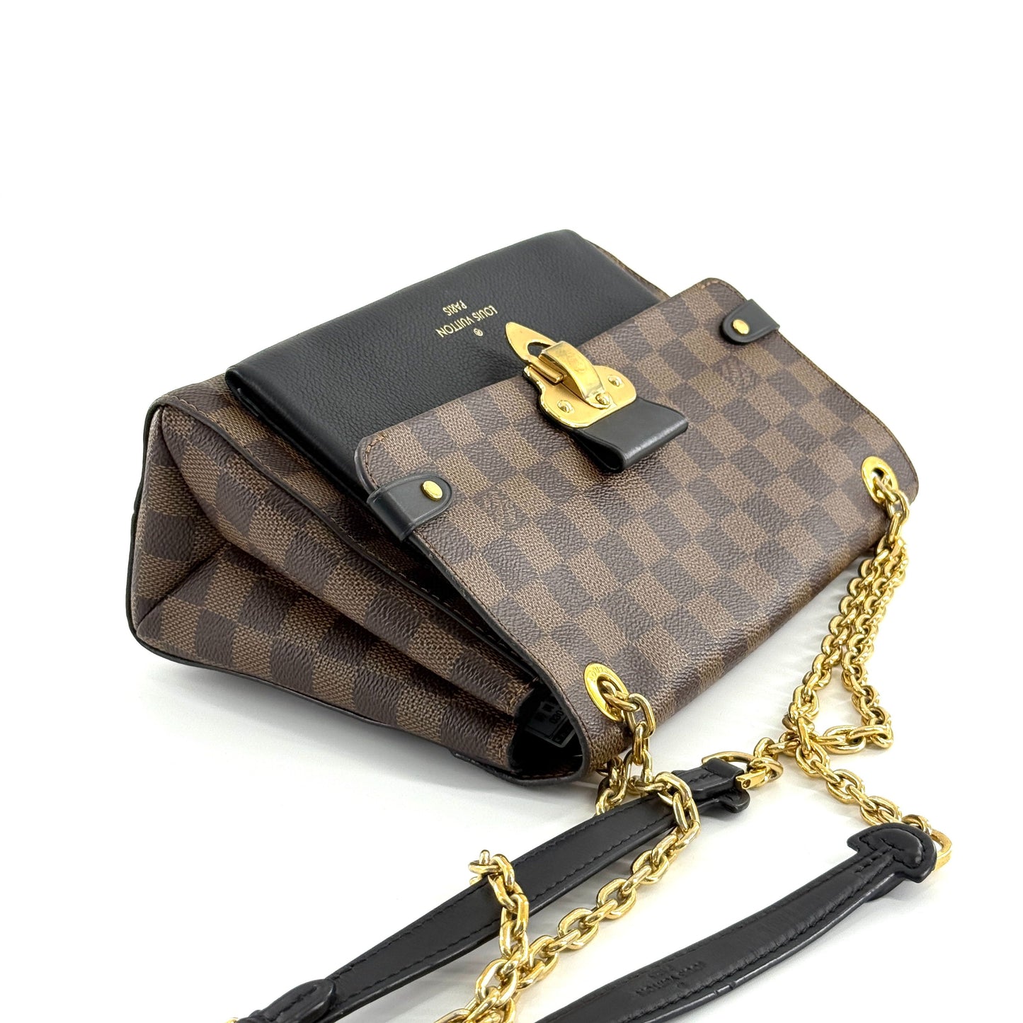 Louis Vuitton - Croisette Chain Bag - Damier Ebene coated canvas and grained leather - Black and Brown with Gold-Tone Hardware - (Small)