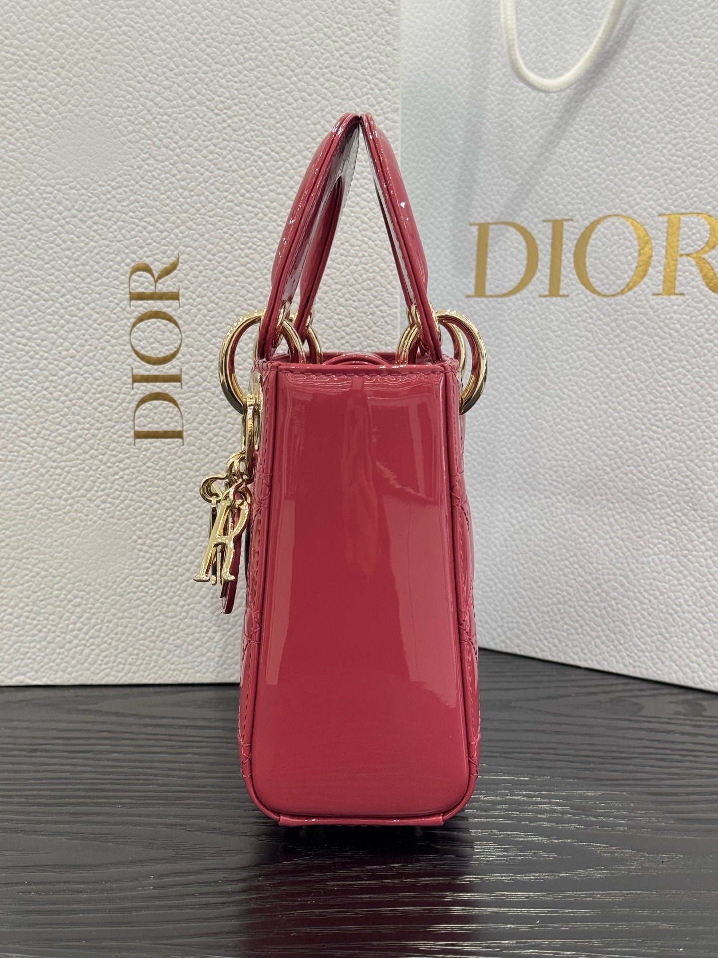 Dior - Lady Dior Mini - Patent leather - Pink - (mini)