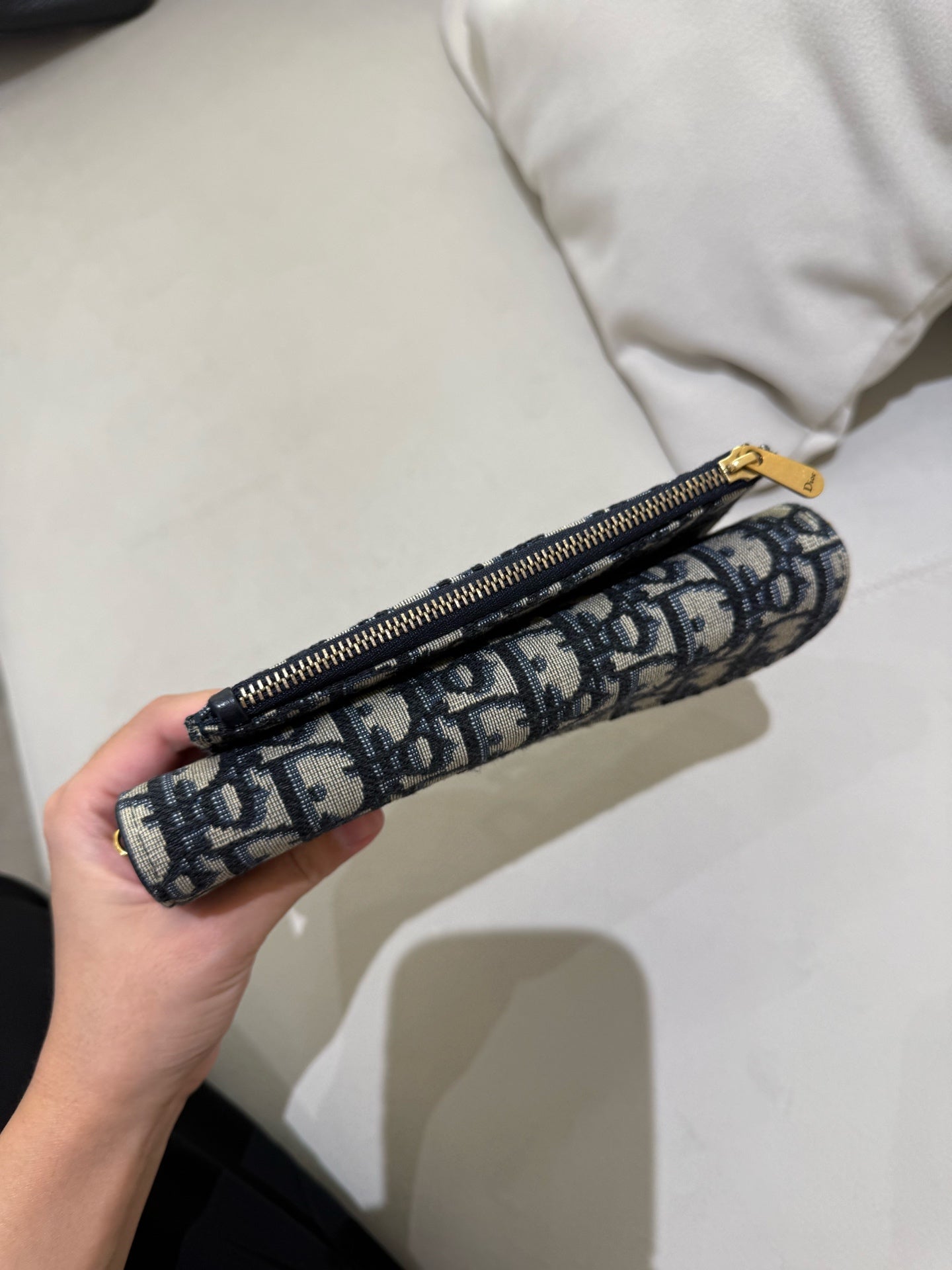 Dior - Saddle Pouch 2-in-1 Wallet on Chain - Dior Oblique jacquard canvas with leather trim - Blue and Beige - (mini)