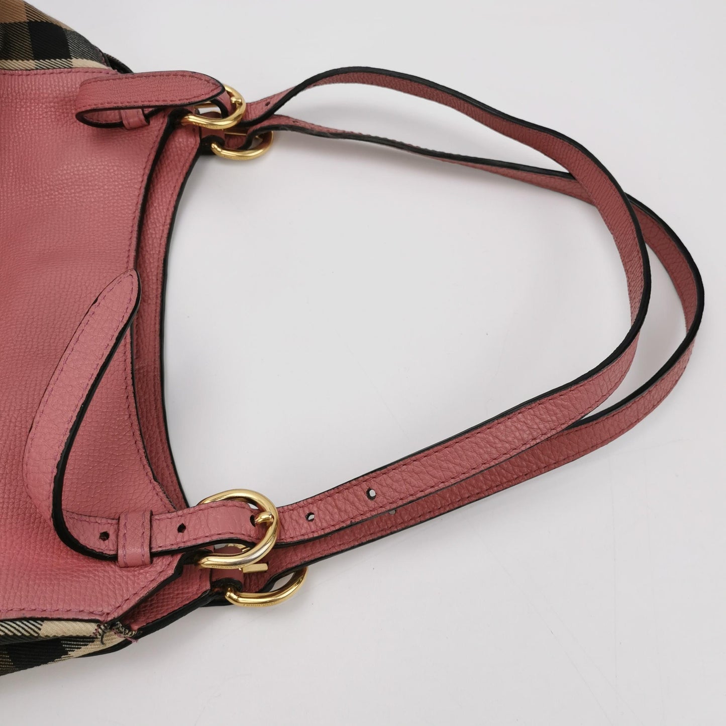 Burberry - House Check Leather Tote Bag - Leather and canvas - Pink - (medium)