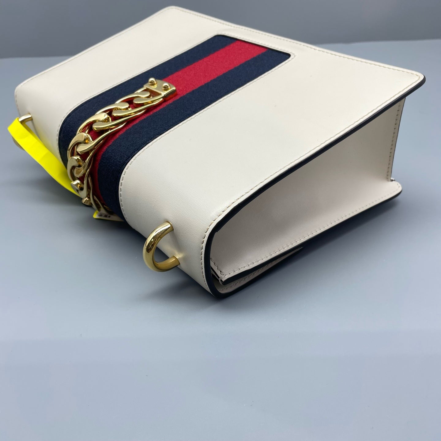 Gucci - Sylvie - Leather - White with Navy, Red, and Blue Web Stripe - (medium)