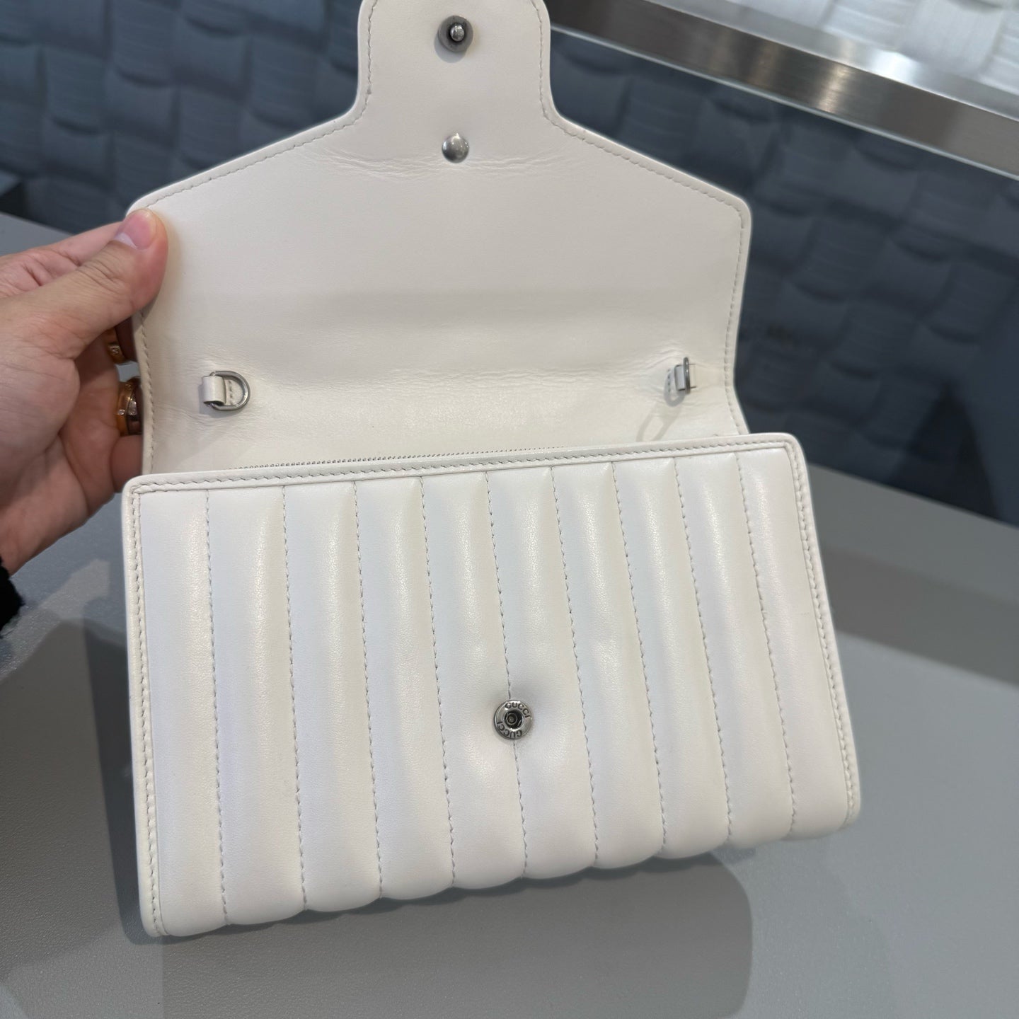 Gucci - Marmont Matelassé Leather Wallet On Chain (WOC) - Leather - White - (mini)
