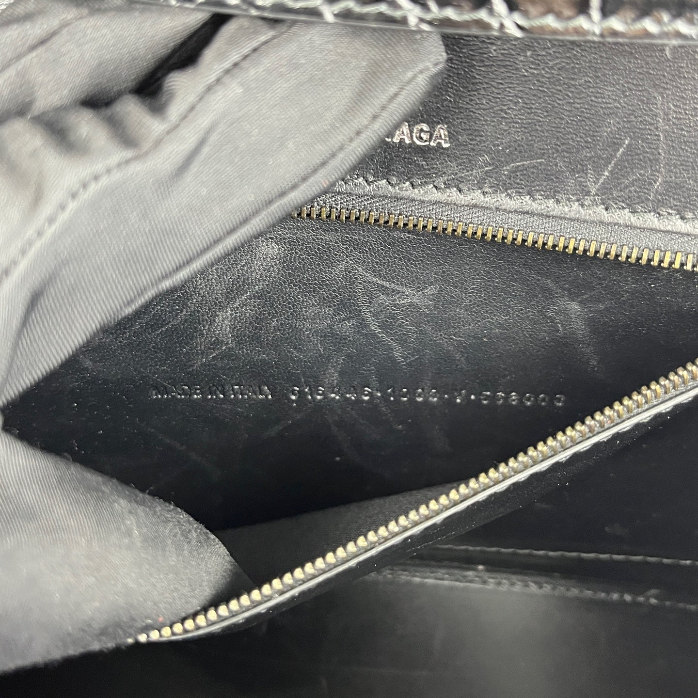 Balenciaga - Hourglass Mini - Calfskin leather with crocodile embossing - Black - (mini)