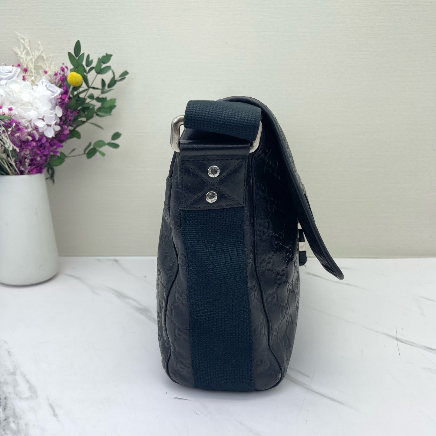 Gucci - Guccissima Briefcase / Messenger Bag - Leather - Black - (medium)