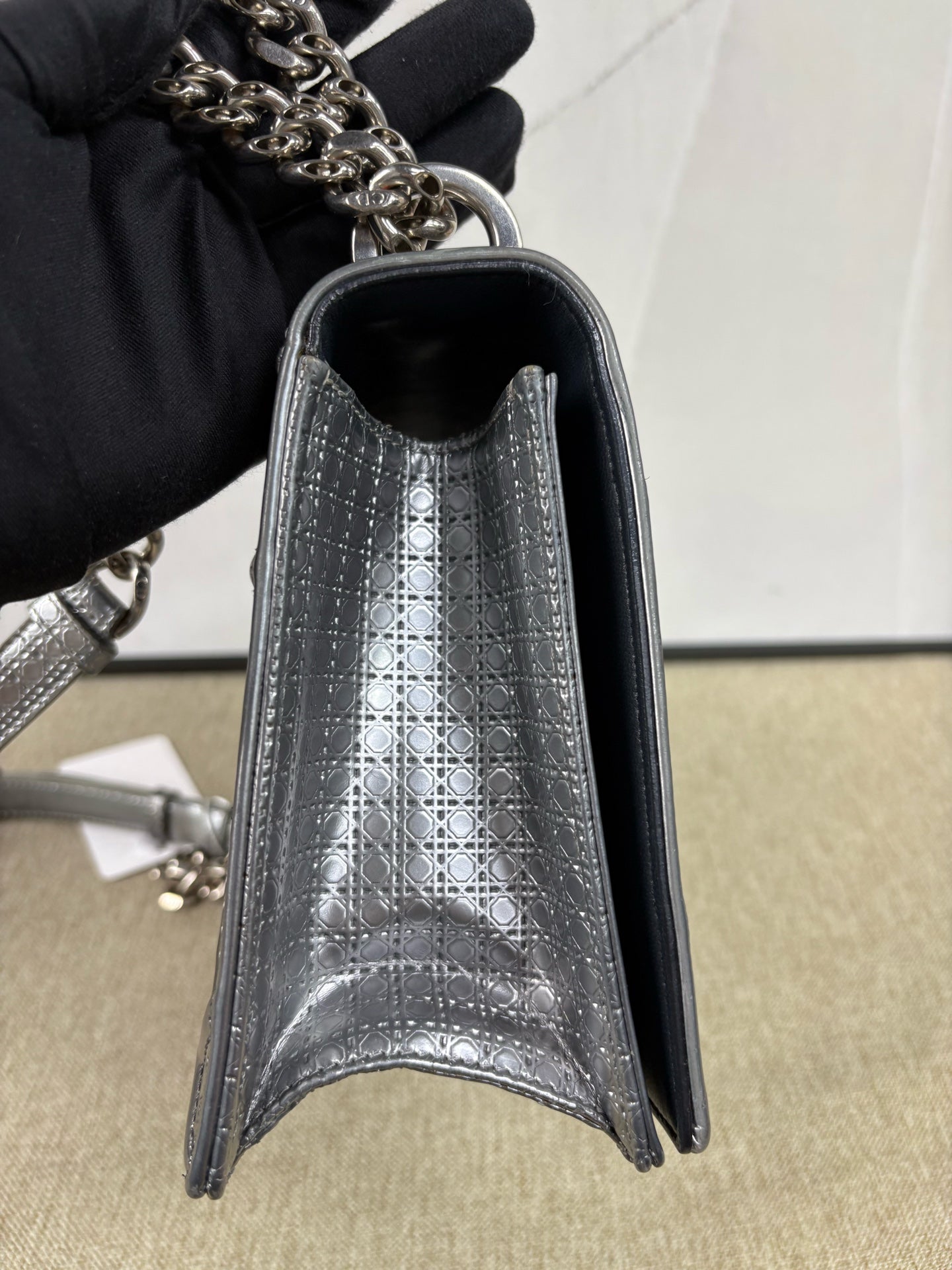 Dior - Diorama Medium Flap Bag - Patent leather - Silver - (Medium)