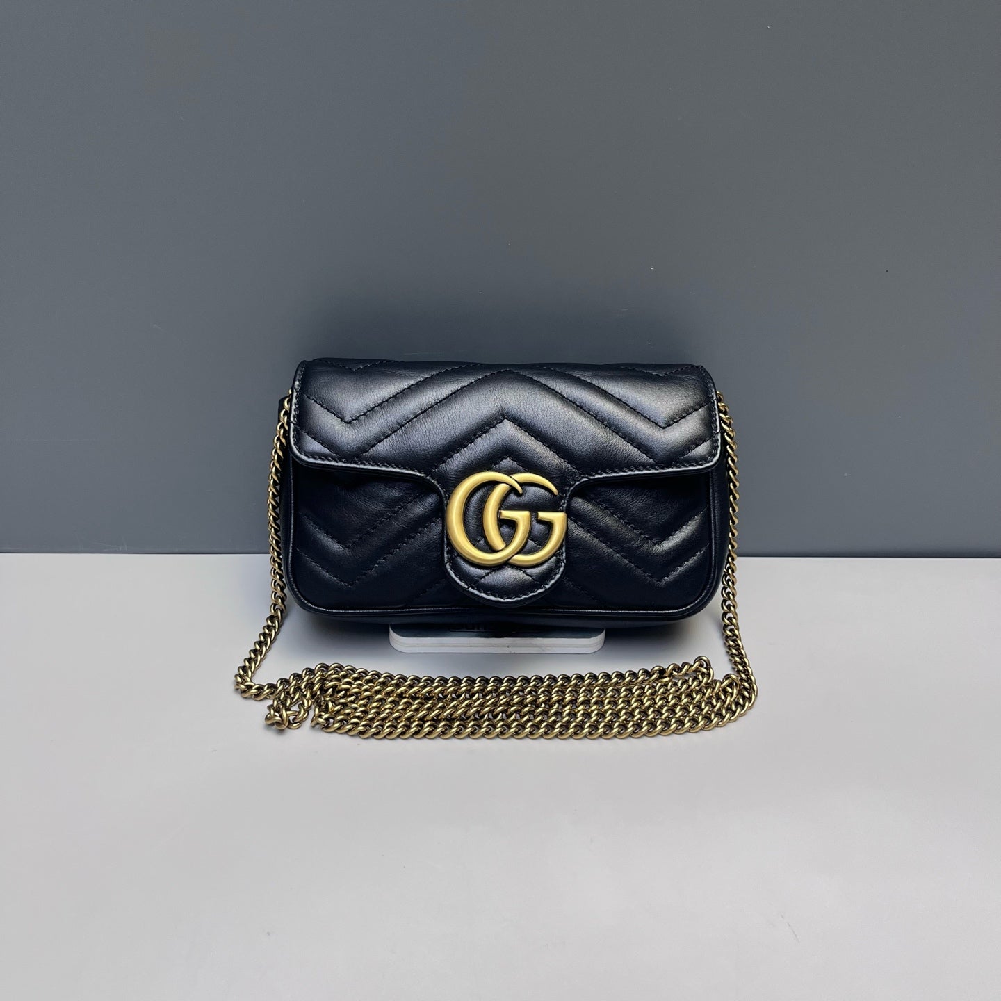 Gucci - GG Marmont Super Mini Chain Bag - Leather - Black - (mini)