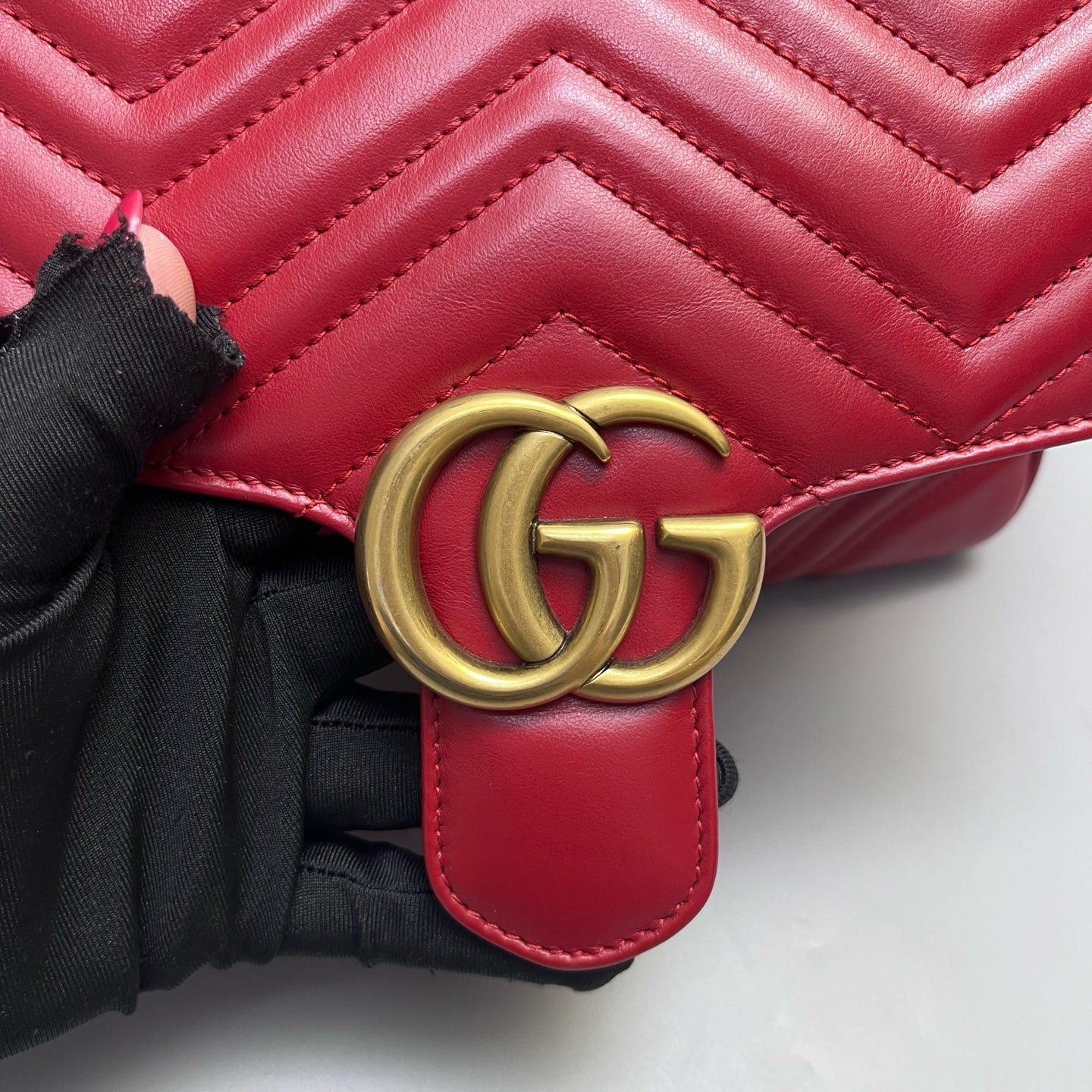 Gucci - GG Marmont Messenger Bag - Leather - Red - (Medium)