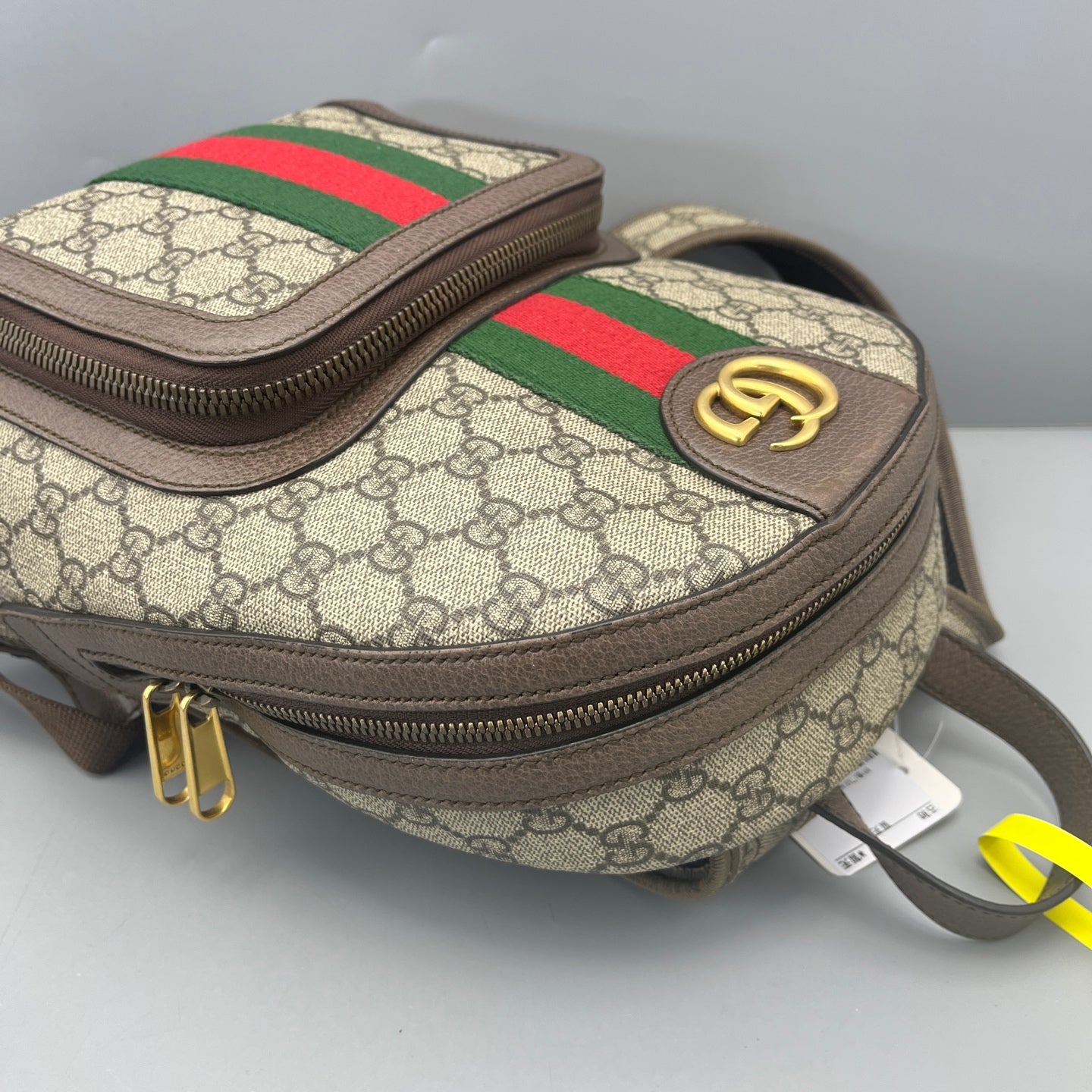Gucci - Ophidia Backpack - GG Supreme canvas with leather trim - Brown - (small)
