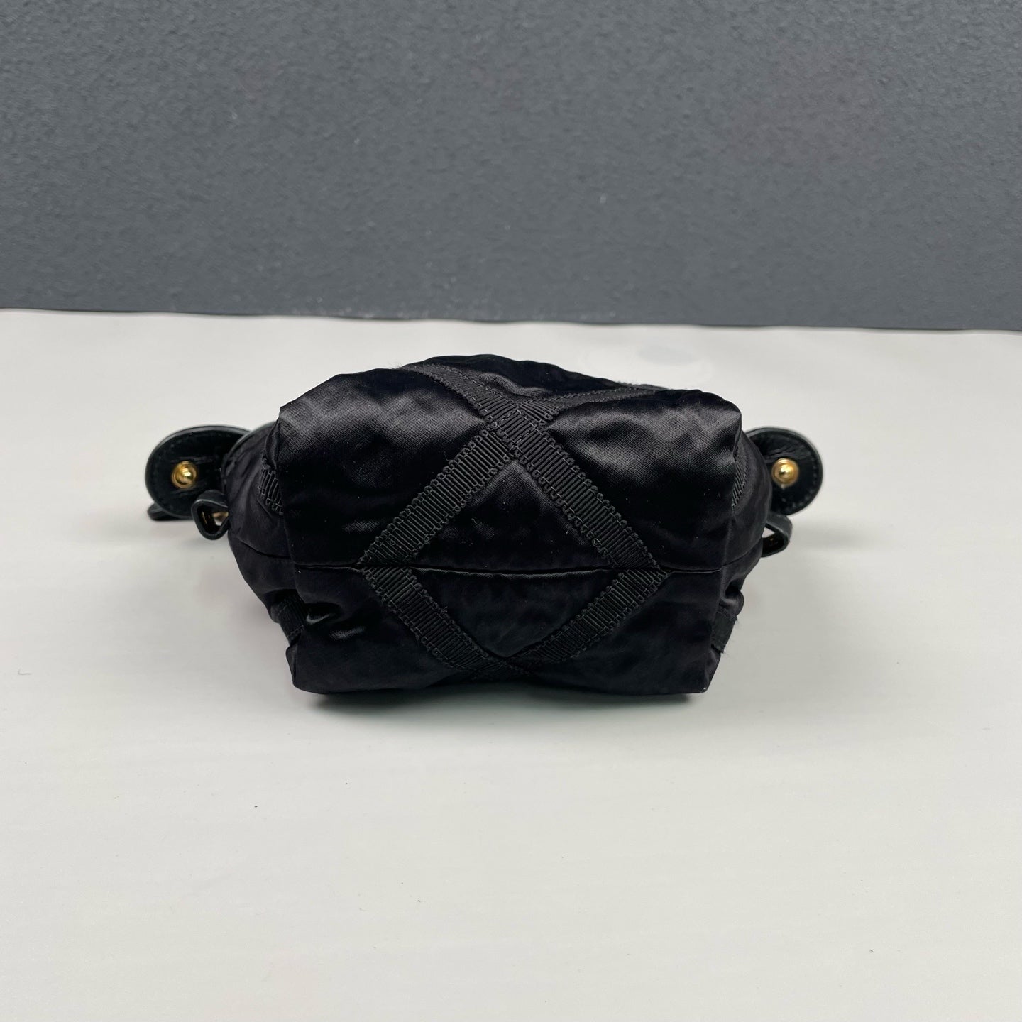 Chanel - Mini Top Handle Crossbody Pouch Bag - Satin with leather trim - Black with Gold-Tone Hardware - (Mini)