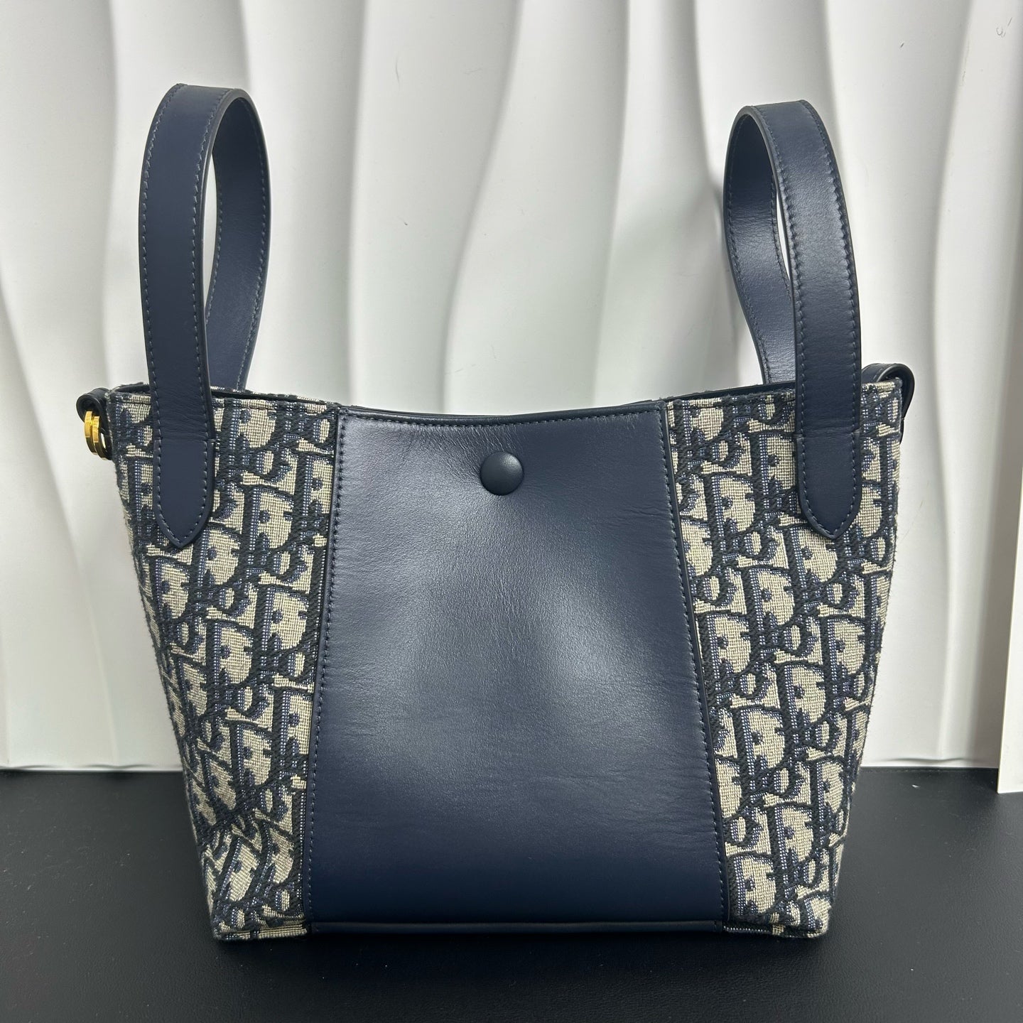Dior - Signature Series Basket Tote Bag Small - Cotton canvas and cow leather - Navy - (small)
