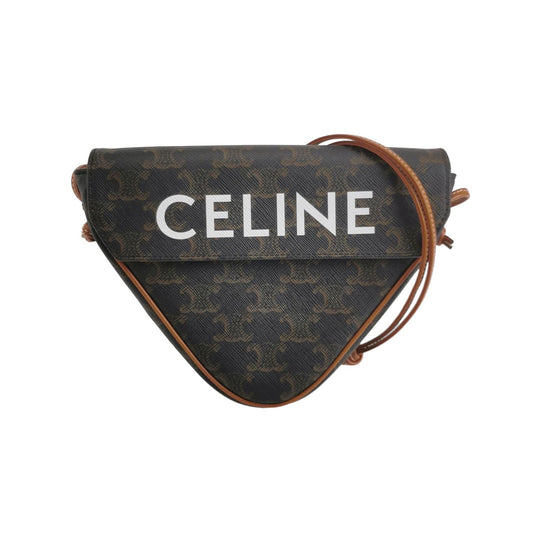Celine - Triomphe Canvas Triangle Bag - Triomphe Canvas with Calfskin Leather trim - Brown - (mini)