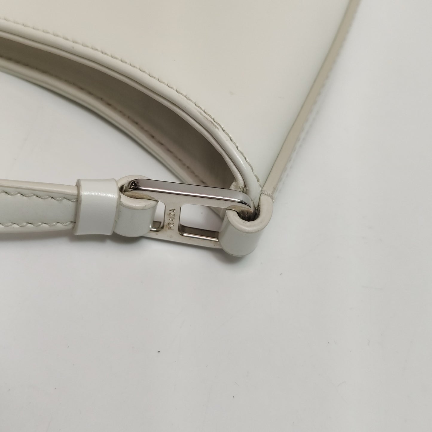 Prada - Spazzolato Leather Hobo Shoulder Bag 1BC499 - Spazzolato leather - White - (Medium)