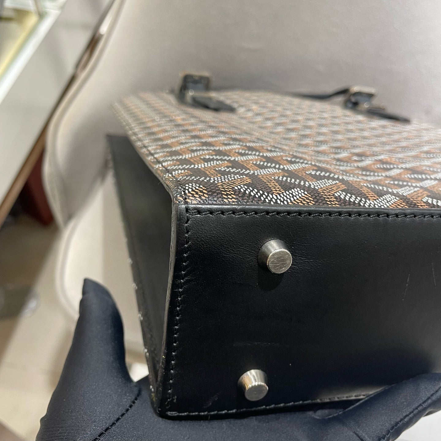 Goyard - Vertical Tote - Goyardine canvas and Leather - Black - (Large)