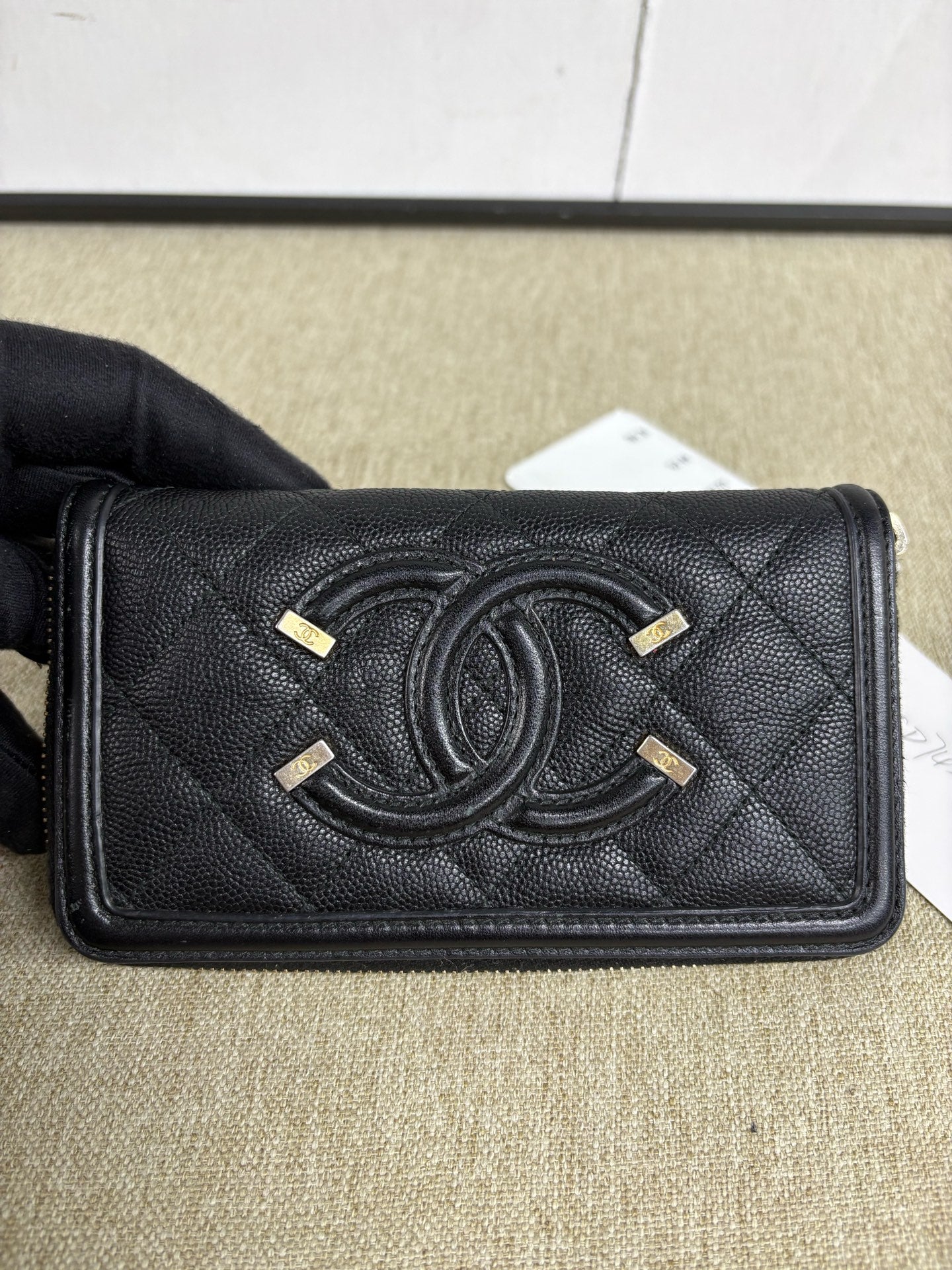 Chanel - Vanity Series Short Wallet CD7479 - Grained leather - Black - (small)