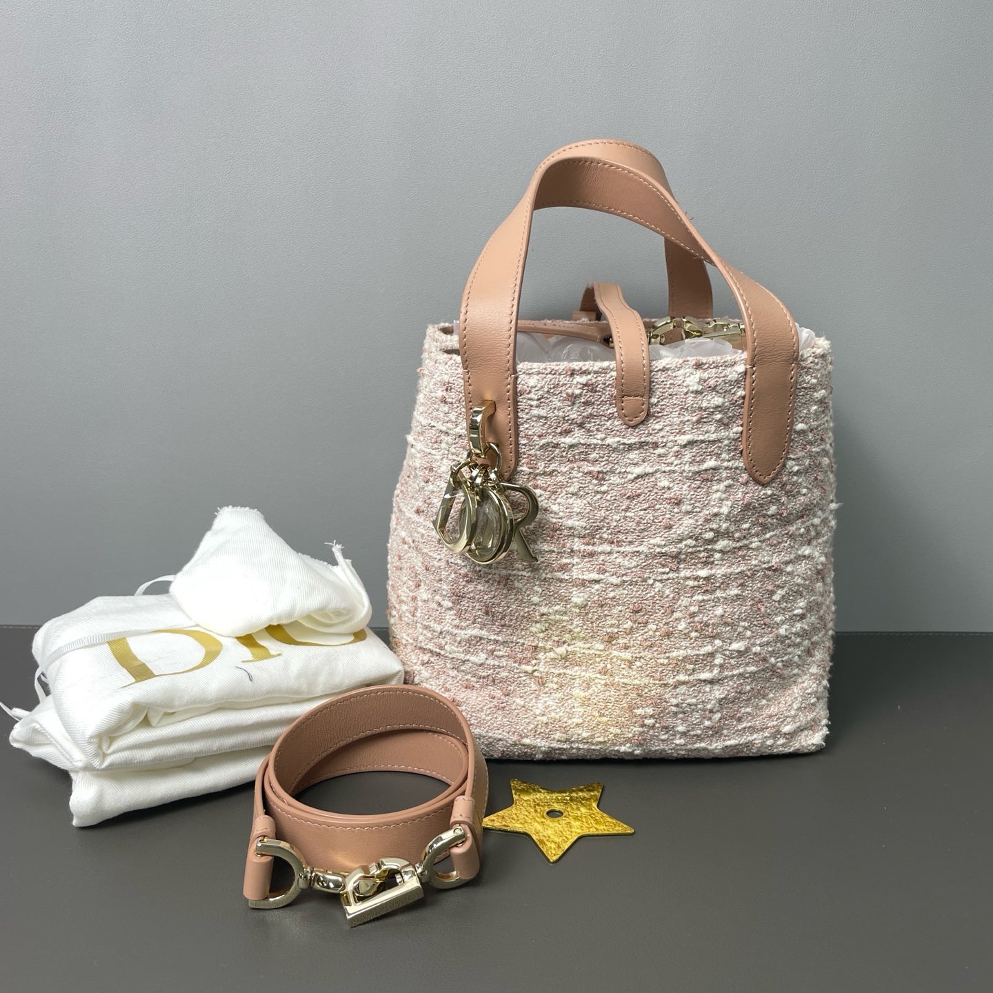 Dior - Toujours Vertical Tote - Tweed and Leather - Pink - (mini)