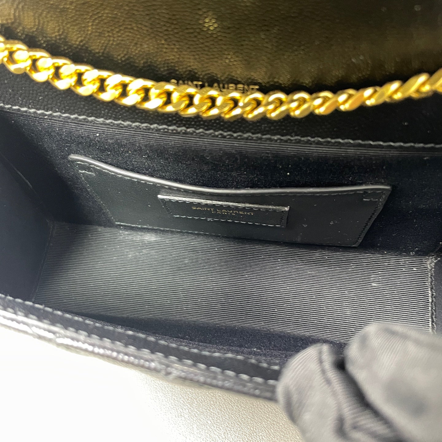 Saint Laurent - Monogram Envelope Wallet on Chain - Grained leather - Black - (mini)