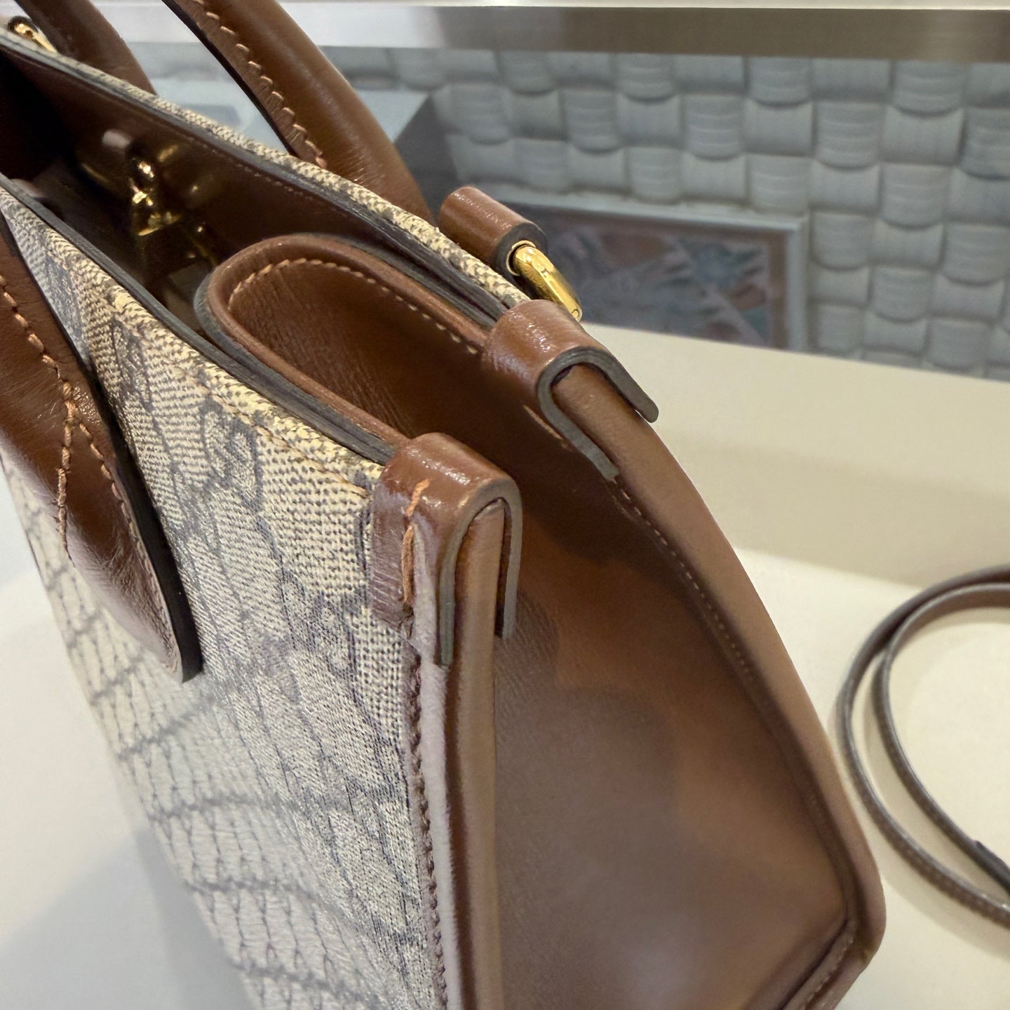 Gucci - GG Retro Tote Bag 659983 92TCG 8563 - GG Supreme canvas and Leather - Beige and Brown - (Medium)