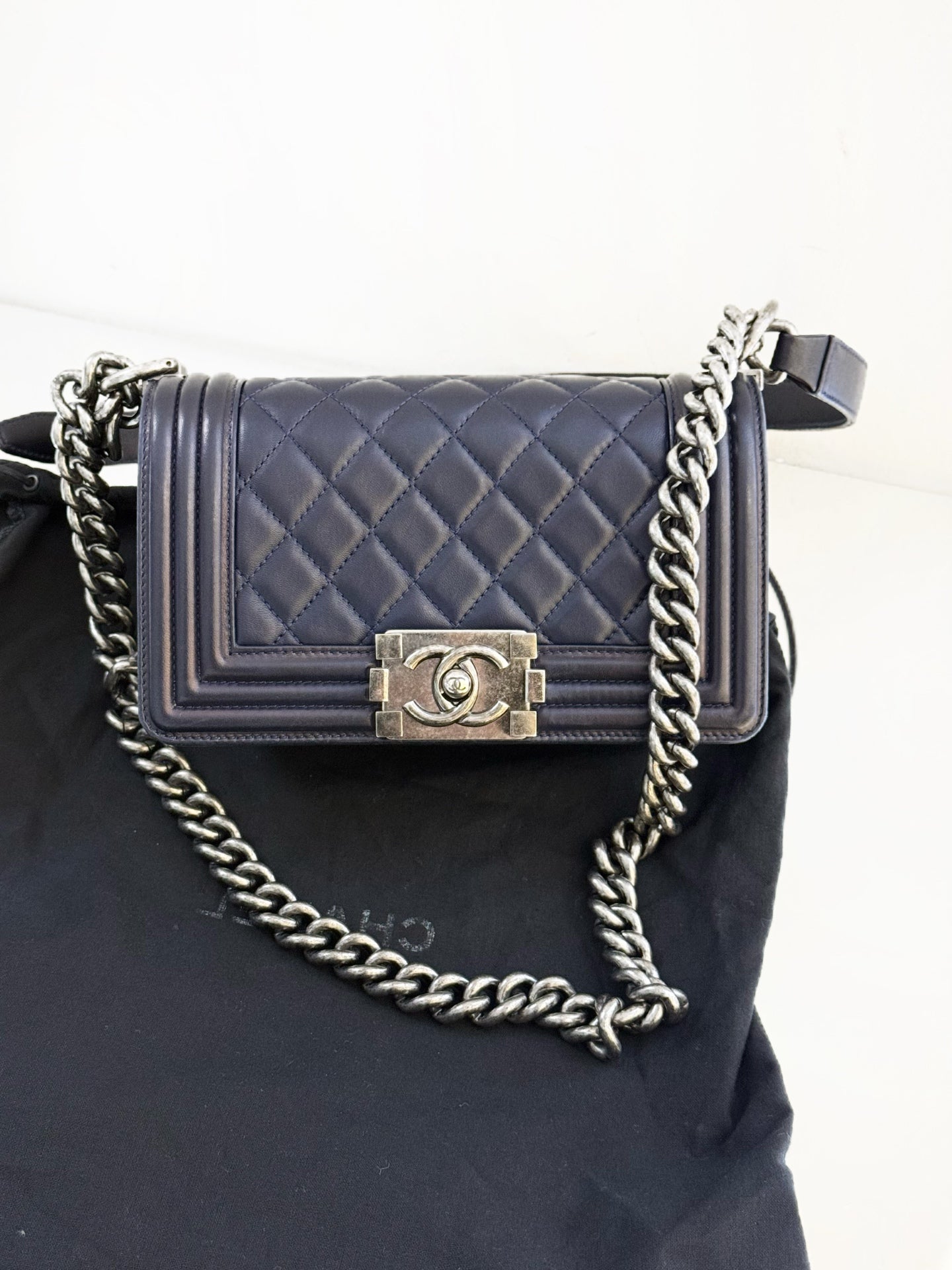 Chanel - Boy Bag Small - Lambskin leather - Navy - (small)