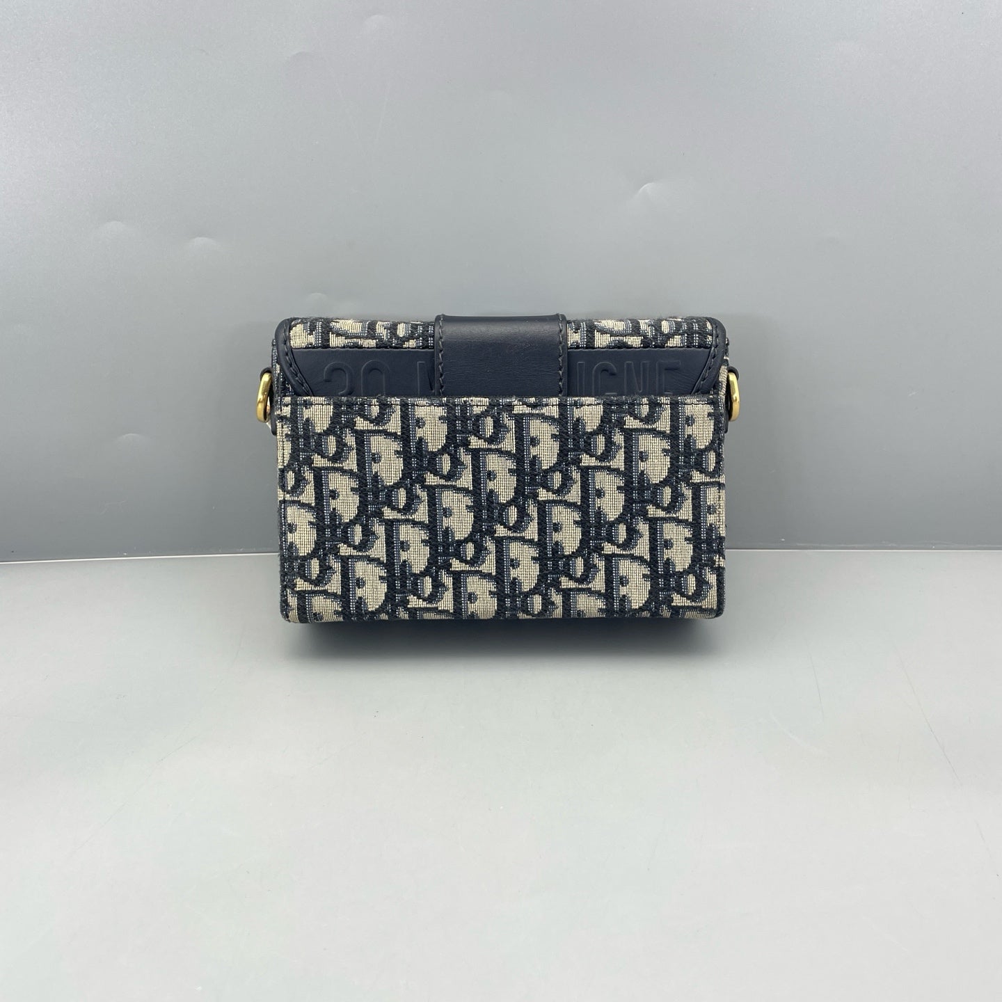Dior - 30 Montaigne Mini Bag - Oblique Jacquard Canvas - Navy with Blue Leather Trim - (mini)