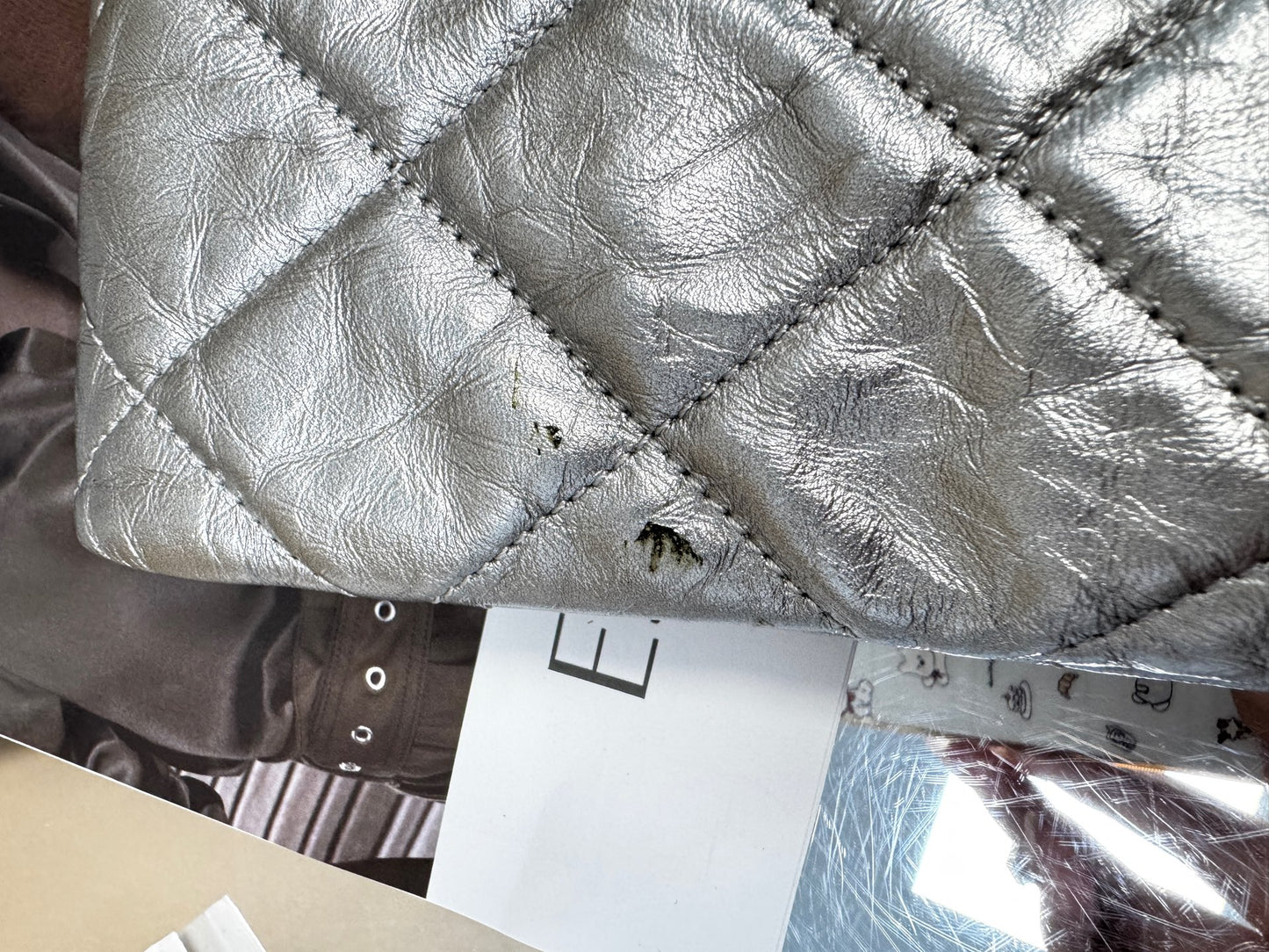 Chanel - Large Flap Bag - Aged calfskin leather - Silver - (Medium)