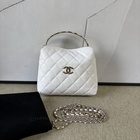 Chanel - Coco Crush Metal Handle Bag - Caviar leather - White - (Mini)