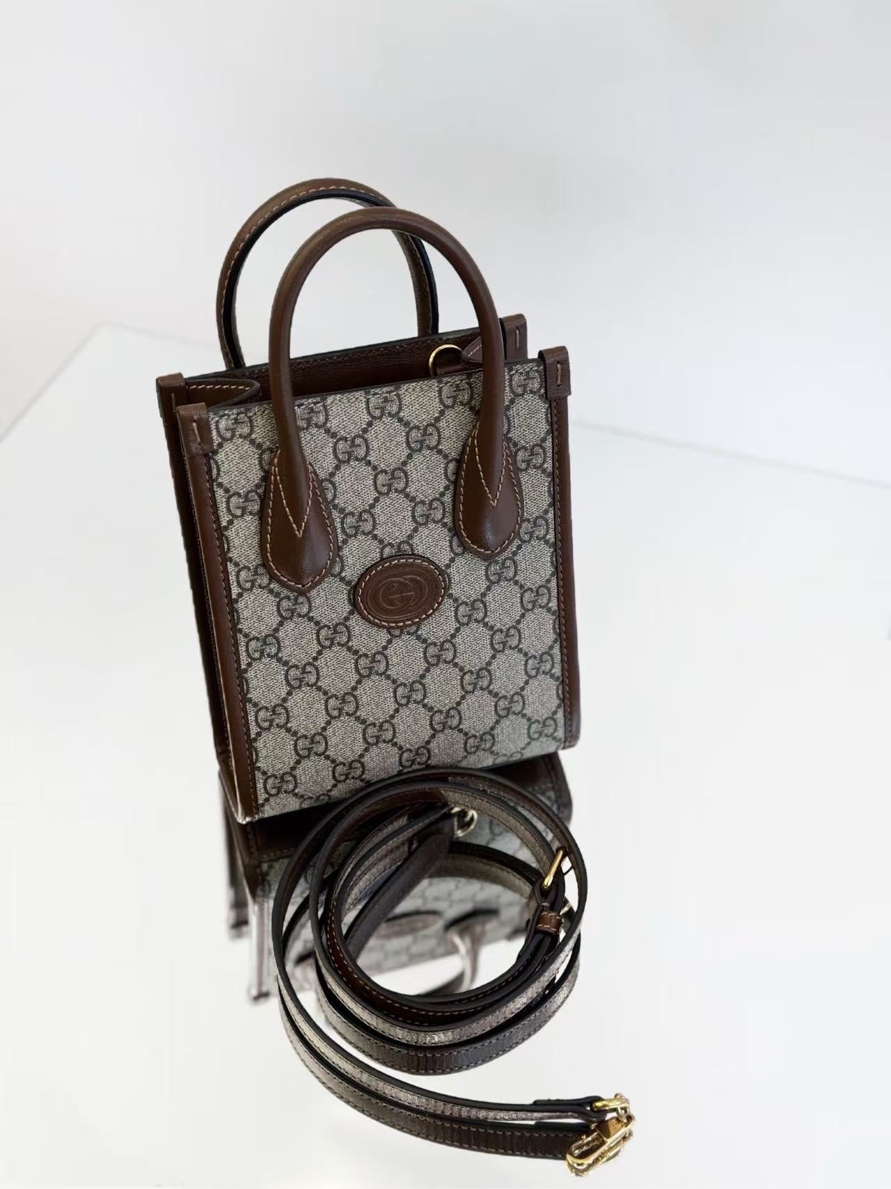Gucci - Ophidia Mini Tote Bag - GG Supreme coated canvas and leather - Brown - (mini)
