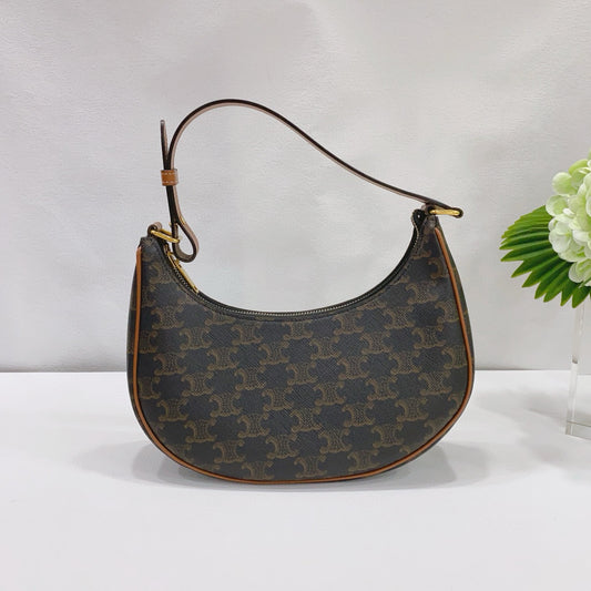 Celine - Ava Triomphe Shoulder Bag - Triomphe Canvas with Leather Trim - Brown - (Mini)