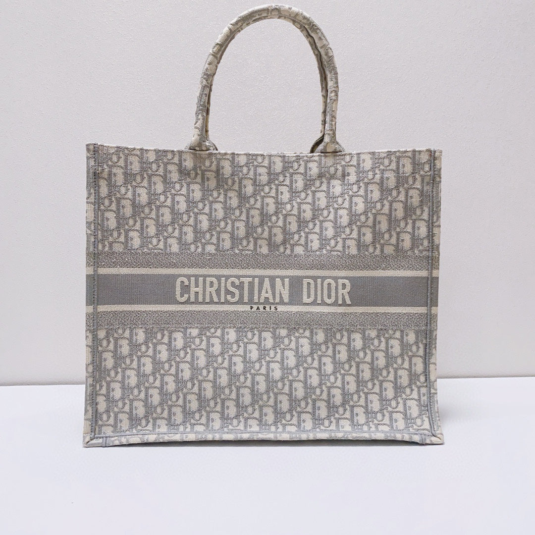Dior - Book Tote - Jacquard canvas - Grey - (Large)