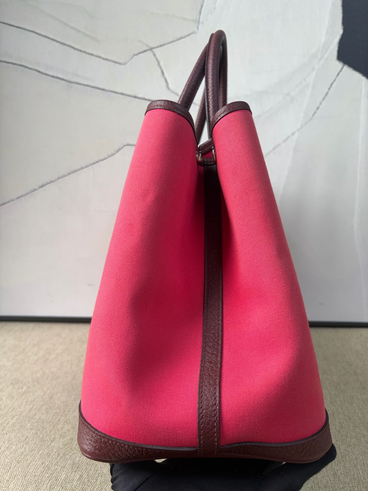 Hermès - Garden Party 36 - Canvas with Leather trim - Rose Red with Red-Brown accents - (Large)