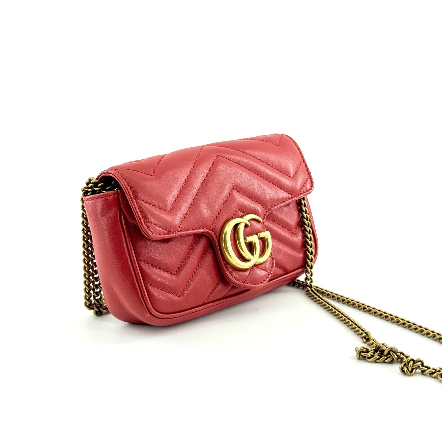 Gucci - Marmont Mini Chain Bag - Leather - Red - (mini)