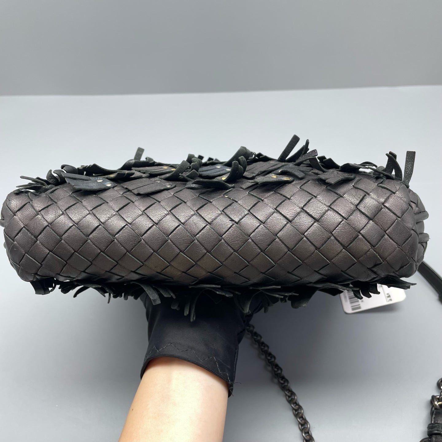 Bottega Veneta - Intrecciato Tassel Rivet Camera Bag - Leather - Grey - (Small)