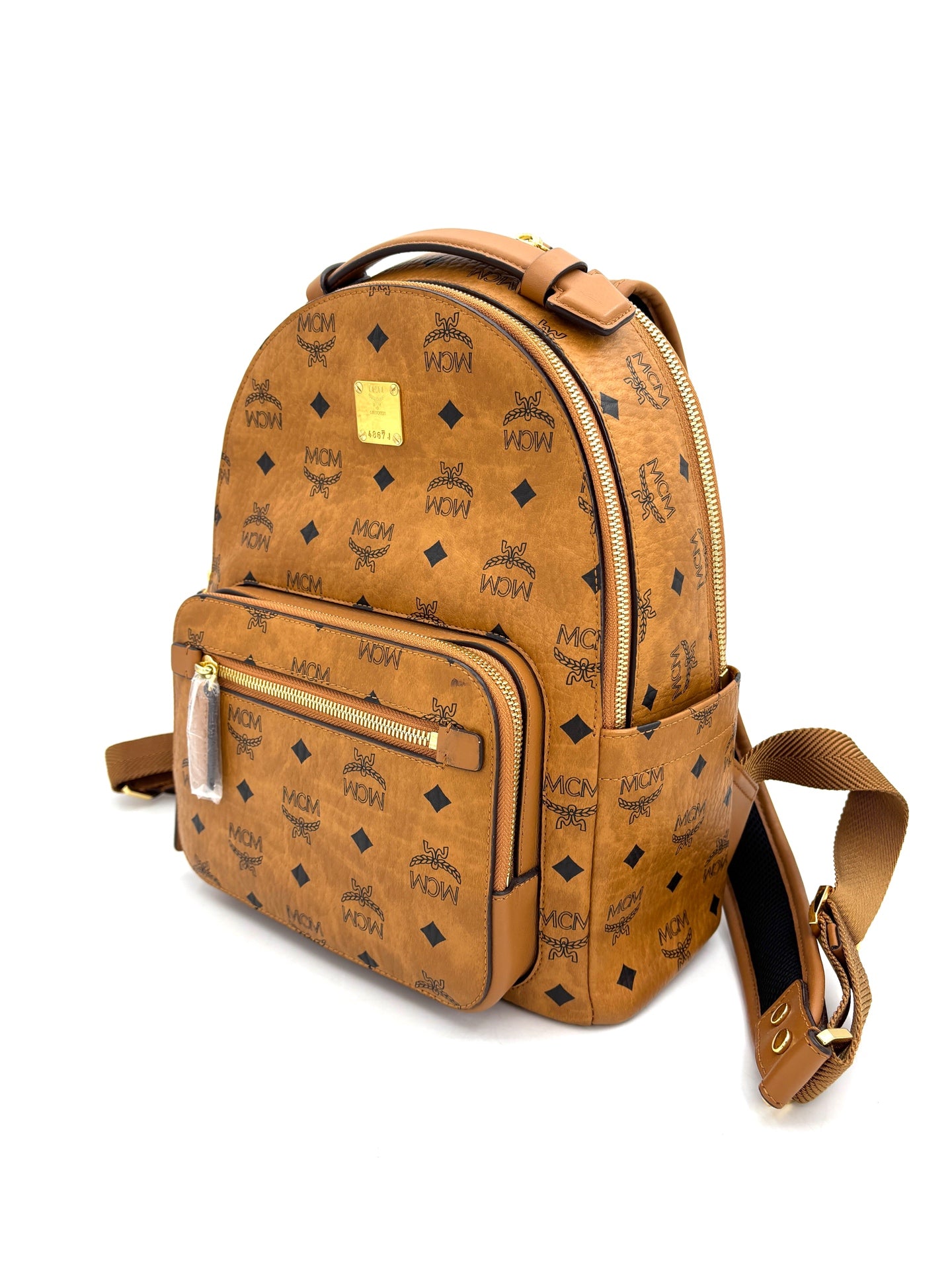 MCM - Stark Visetos Backpack - Visetos coated canvas with leather trim - Brown - (Small)