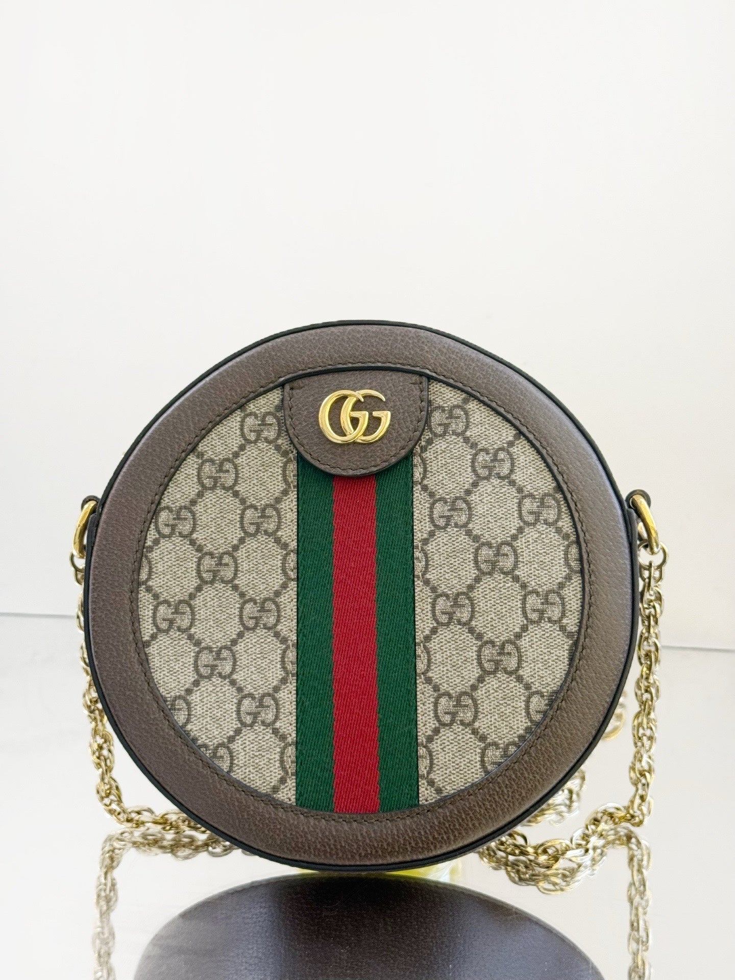 Gucci - Ophidia Mini Round Shoulder Bag - GG Supreme canvas and textured leather - Multicolour - (Mini)