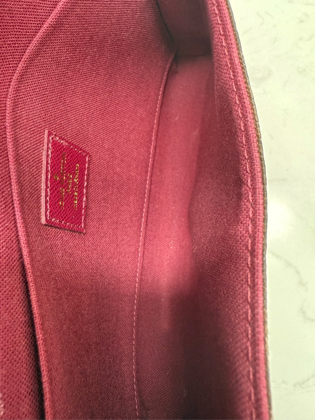 Louis Vuitton - Pochette Félicie - Monogram coated canvas with leather trim and lining - Brown with Fuchsia accents - (mini)