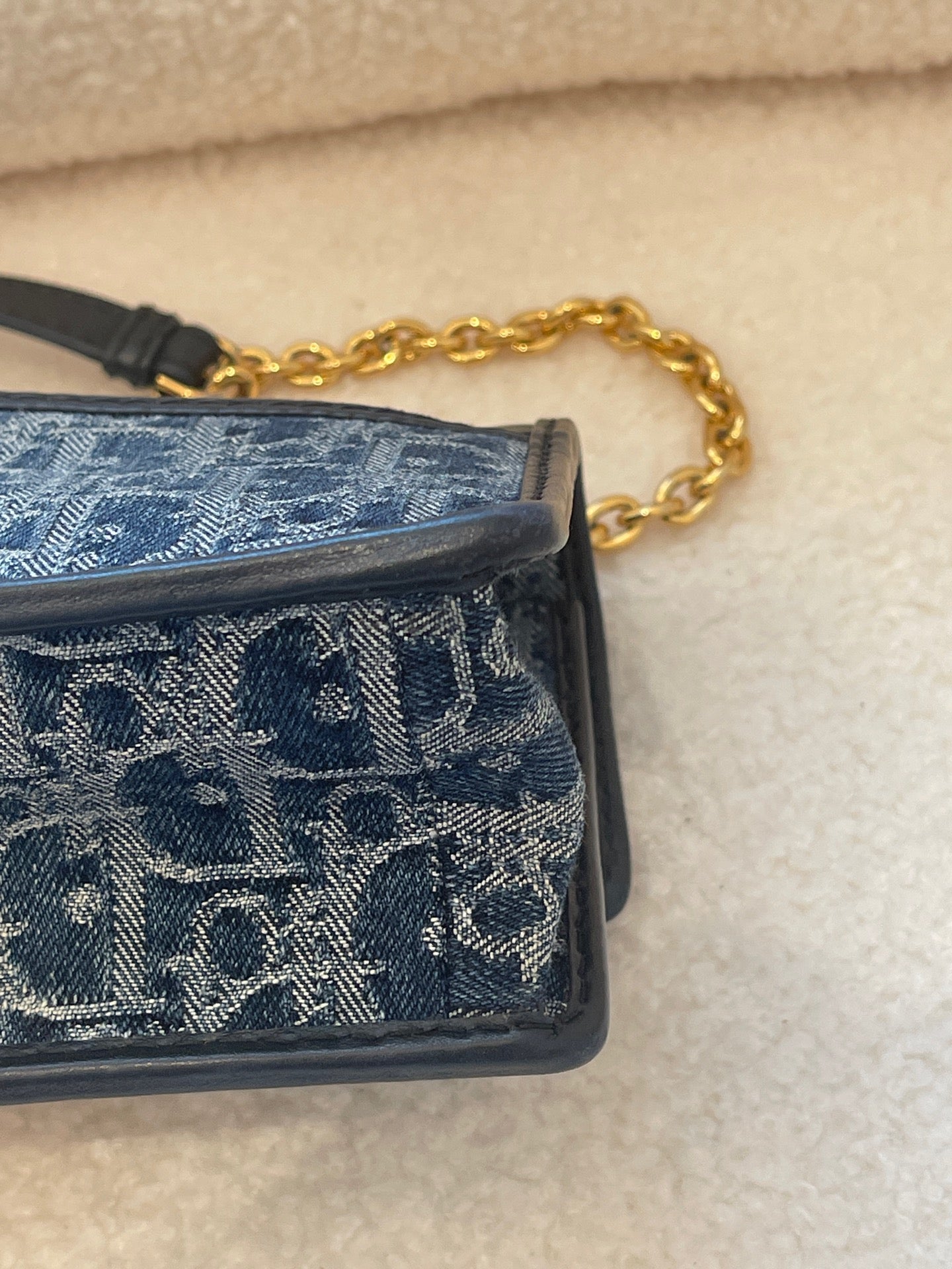 Dior - 30 Montaigne Small Denim - Denim with leather trim - Blue - (Small)