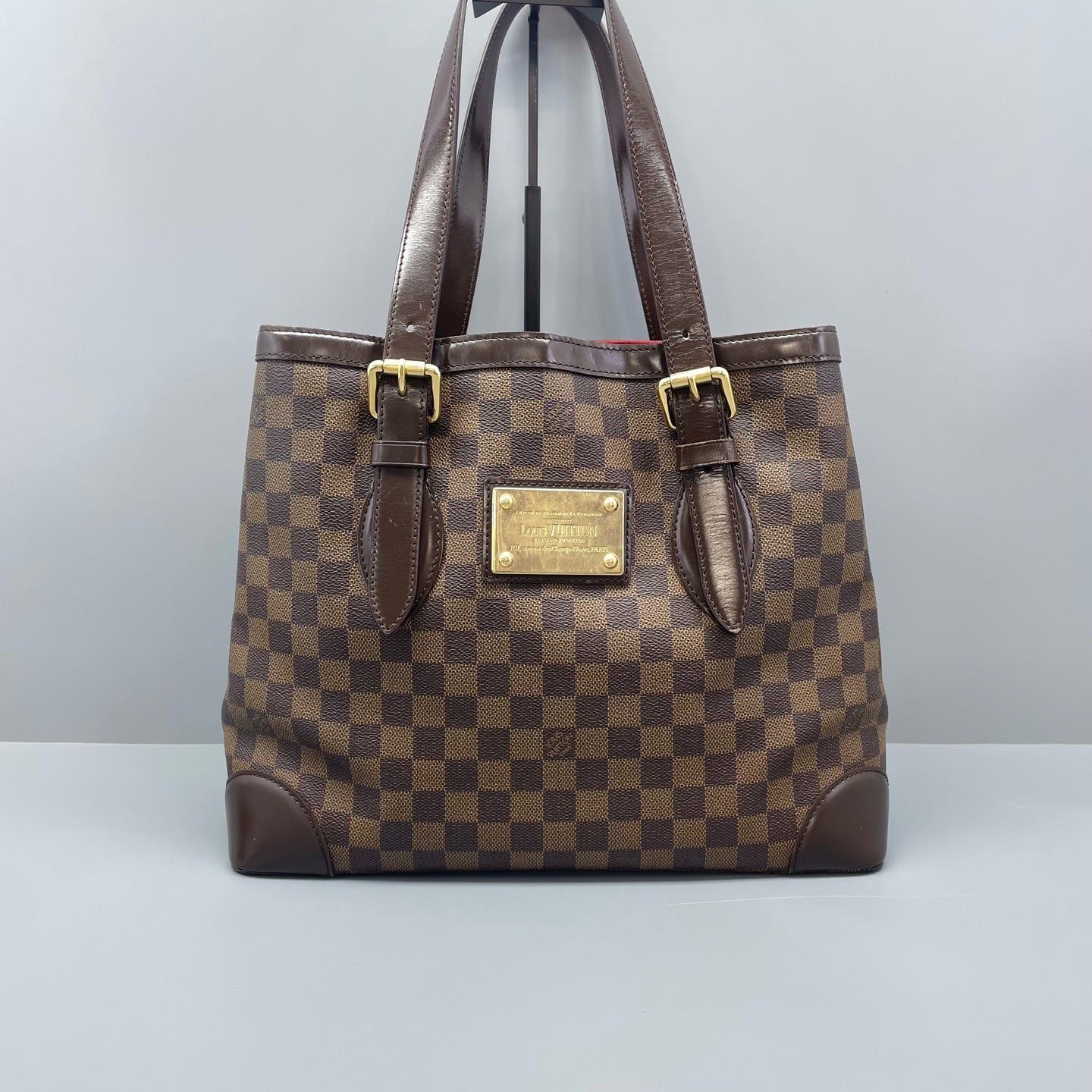 Louis Vuitton - Hampstead MM - Damier Ebene coated canvas with brown leather trim - Brown - (Large)