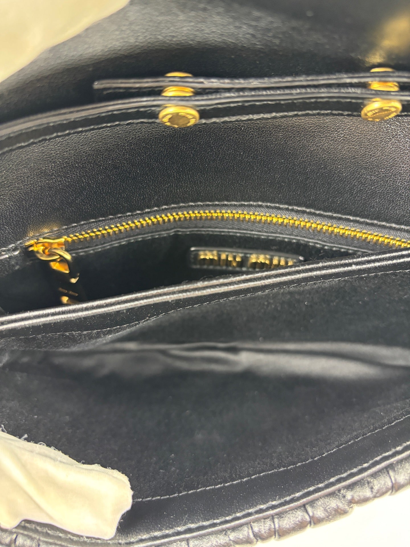 Miu Miu - Matelassé Flap Shoulder Bag - Leather - Black - (mini)