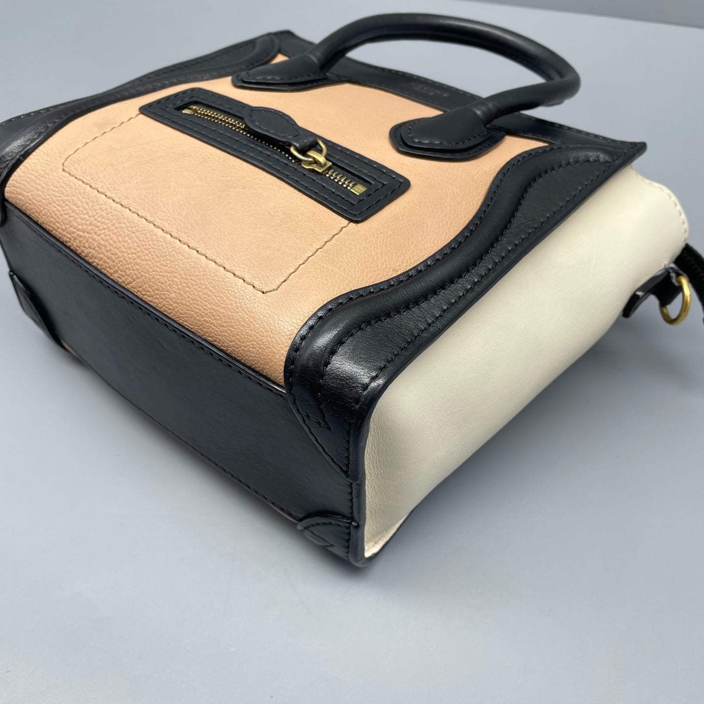 Celine - Luggage Nano - Grained calfskin and smooth leather - Black, Peach, and Cream - (mini)
