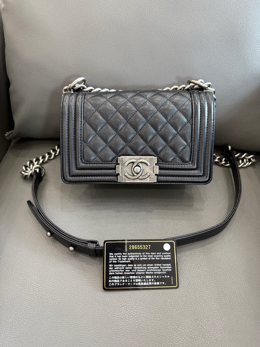 Chanel - Boy Bag Small - Grained calfskin leather - Black - (Small)