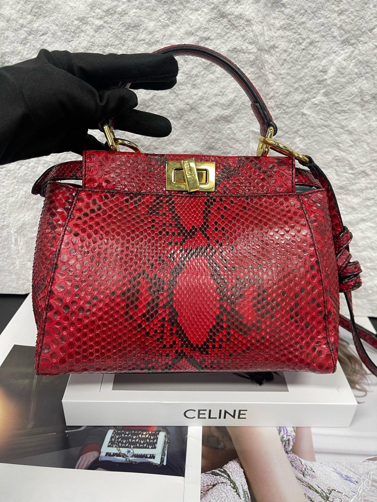 Fendi - Peekaboo - Python leather - Red - (Small)